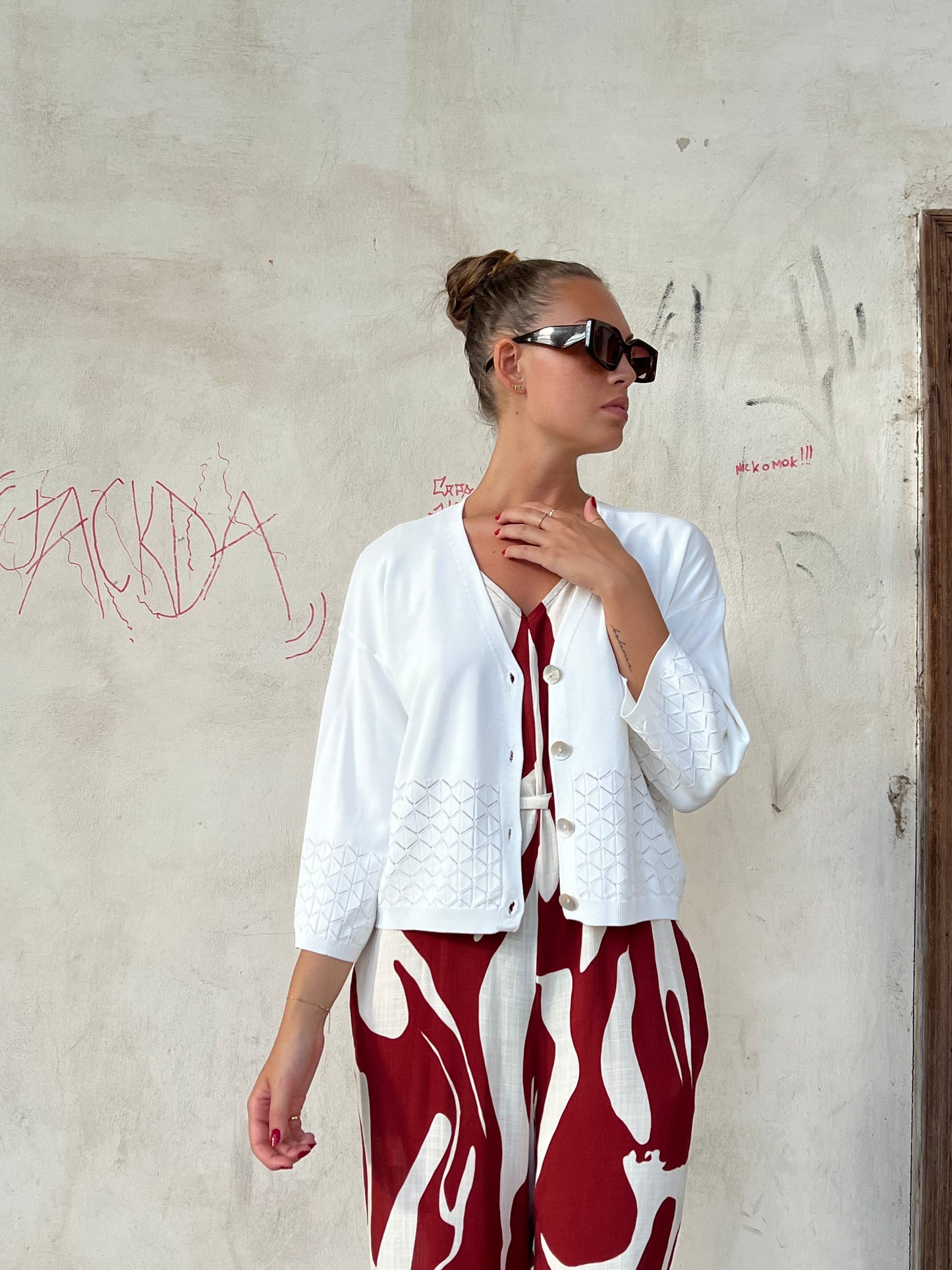 BEA CARDIGAN TRAFORATO BIANCO