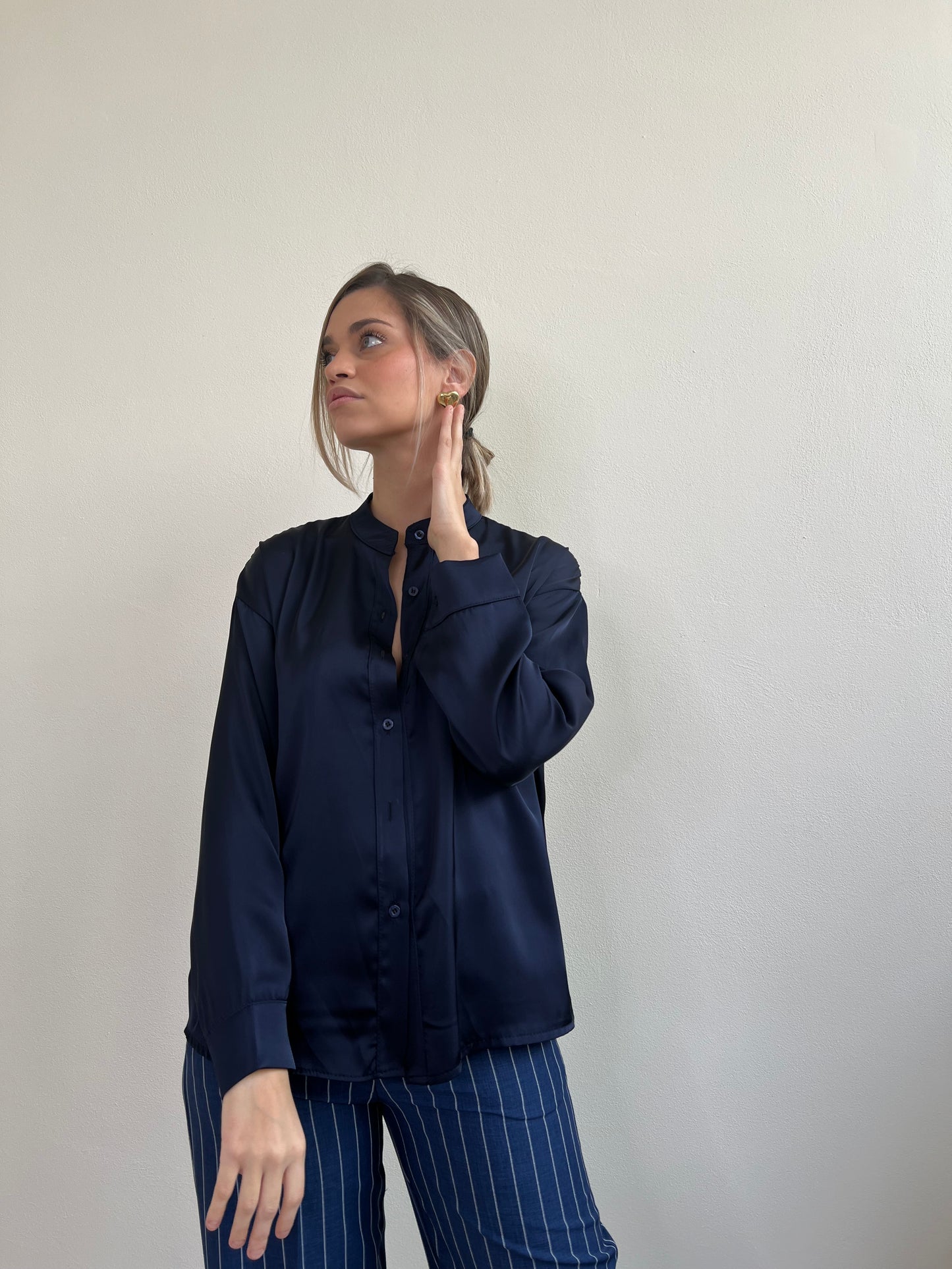 ASTRA BLUSA SATIN BLU NOTTE