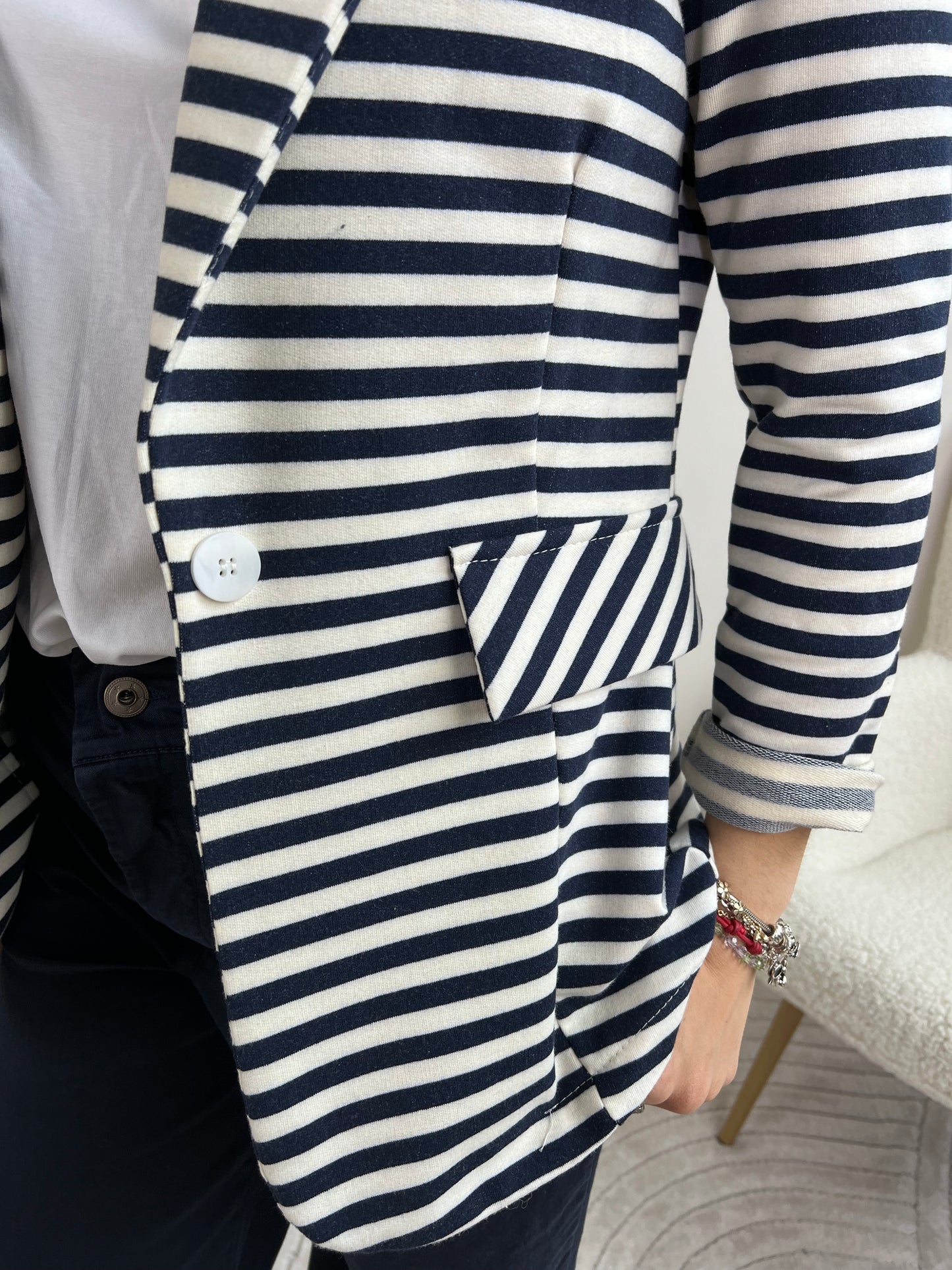 BLAZER IN FELPA VAR.BLU E BIANCO TG.S