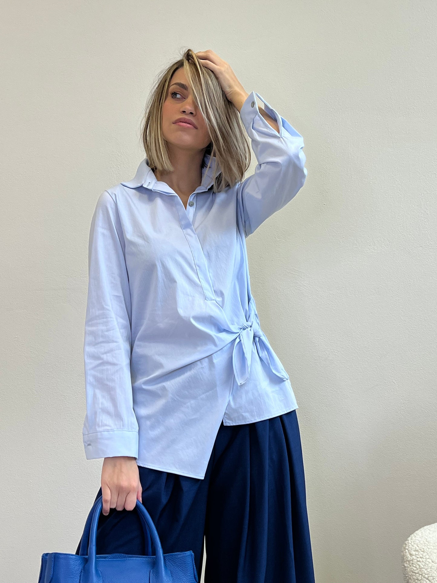 CAMICIA CON NODO AZZURRA taglia S