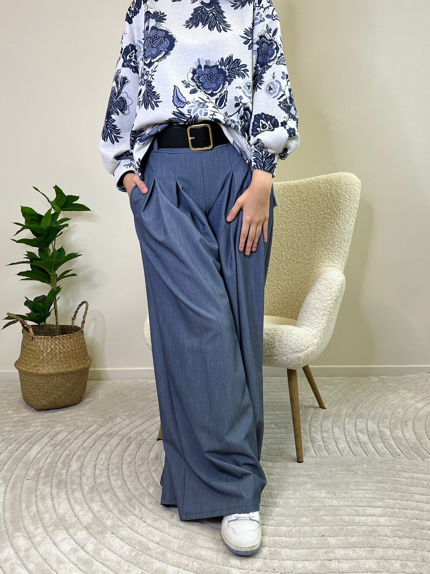 MIRIAM PANTALONE A PALAZZO DENIM