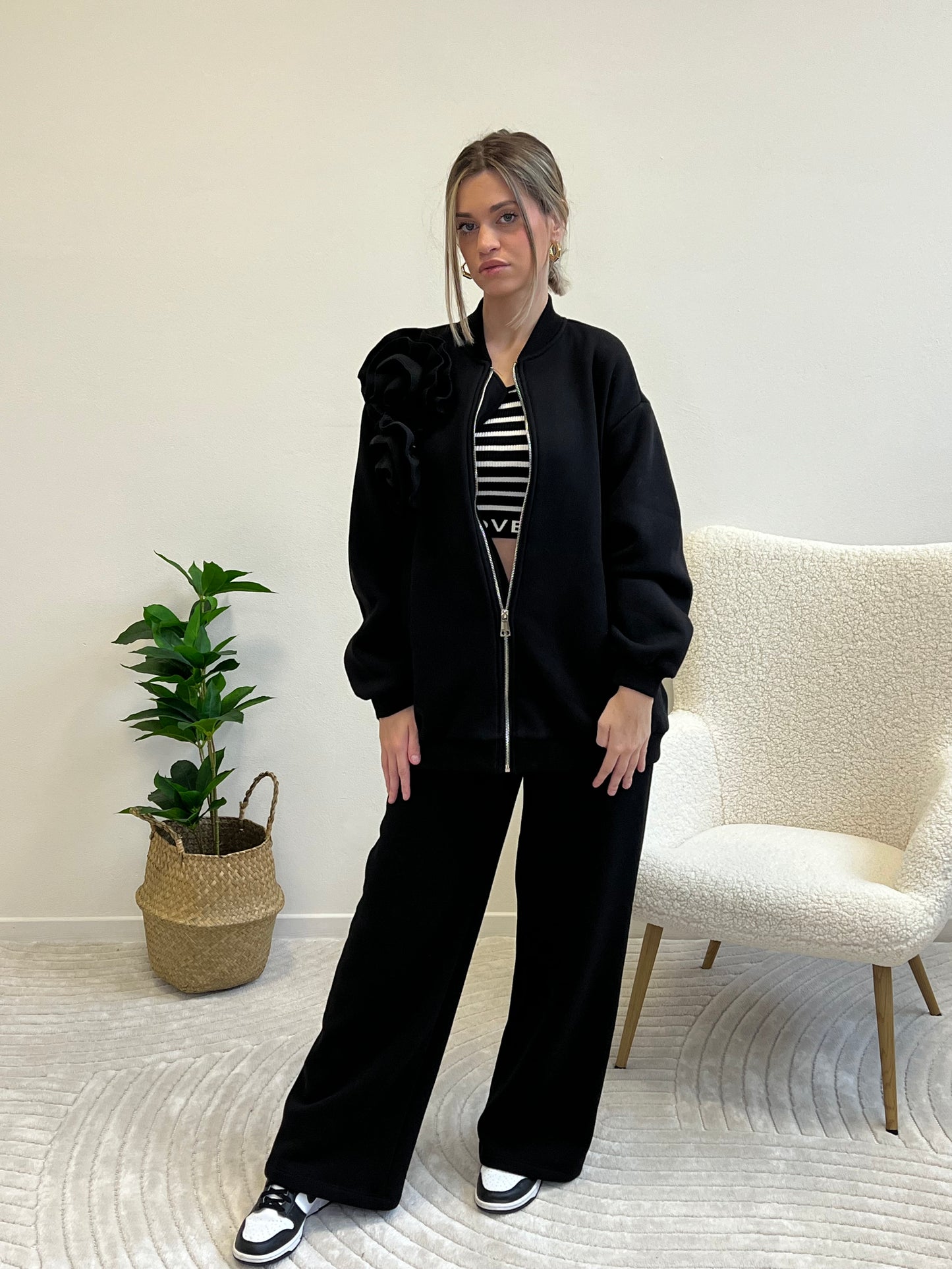 CAMELIA BOMBER IN FELPA NERO