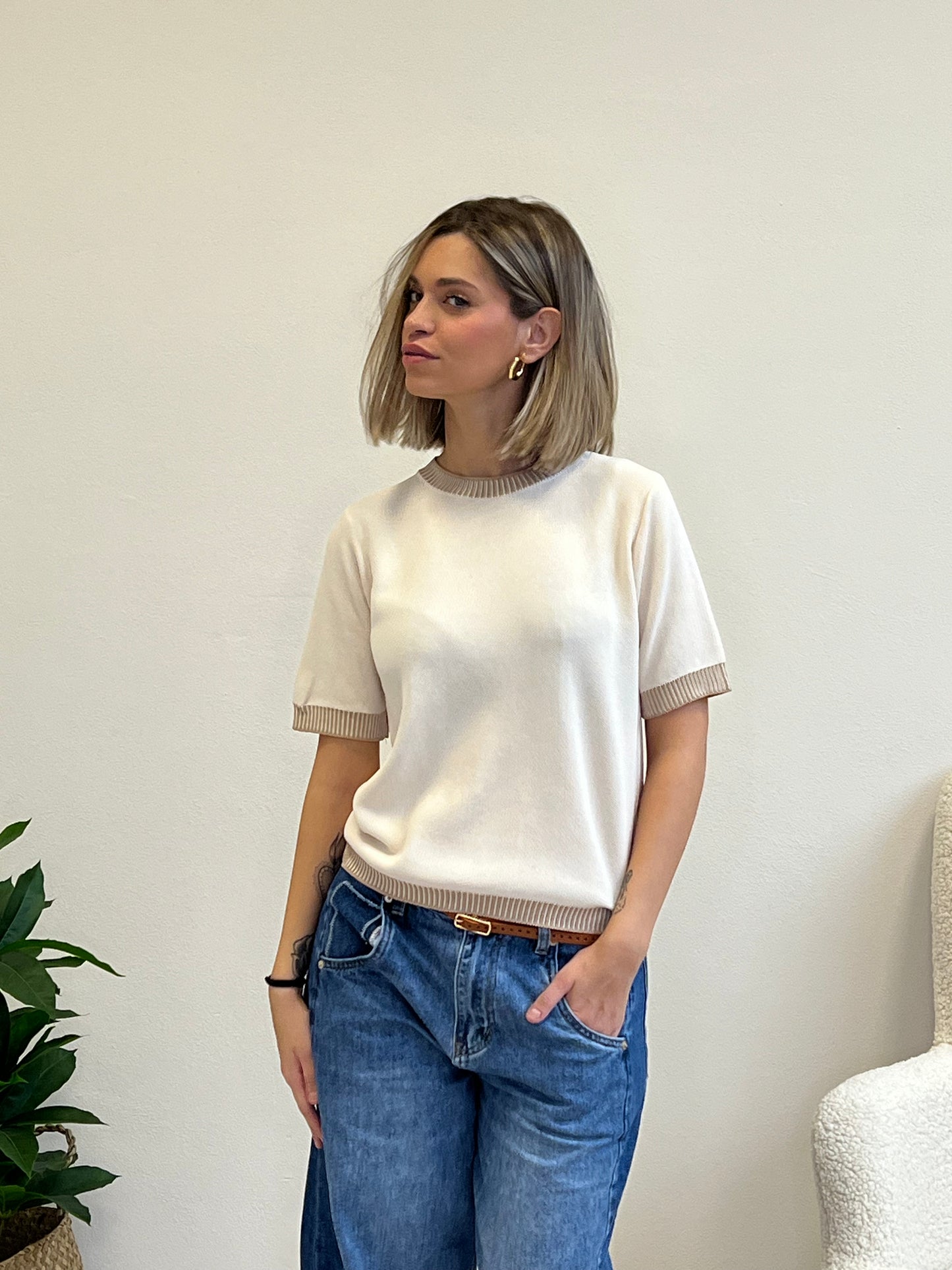 DANA PULLOVER BURRO E BEIGE