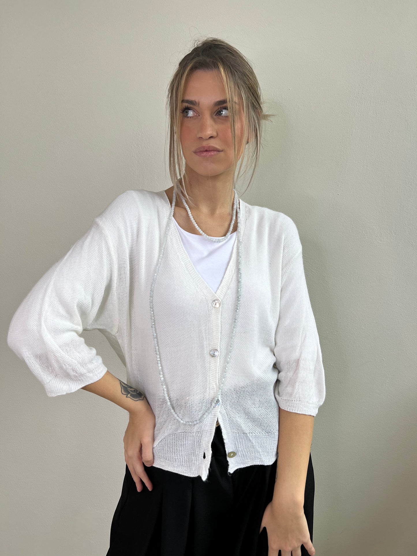 COLLANA LUNGA SFACCETTATA BIANCA