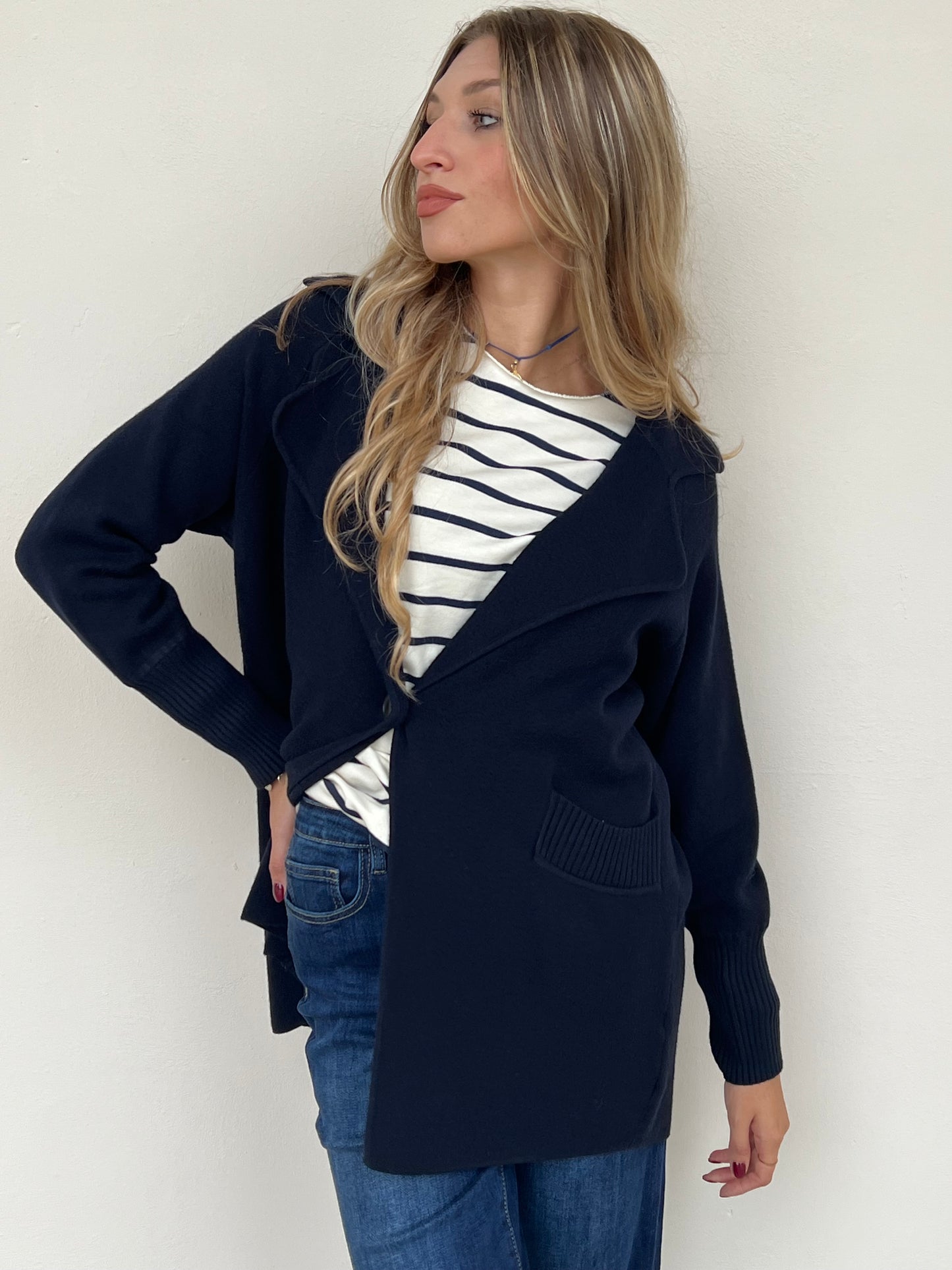 LIZ GIACCA IN MAGLIA. VAR.BLU