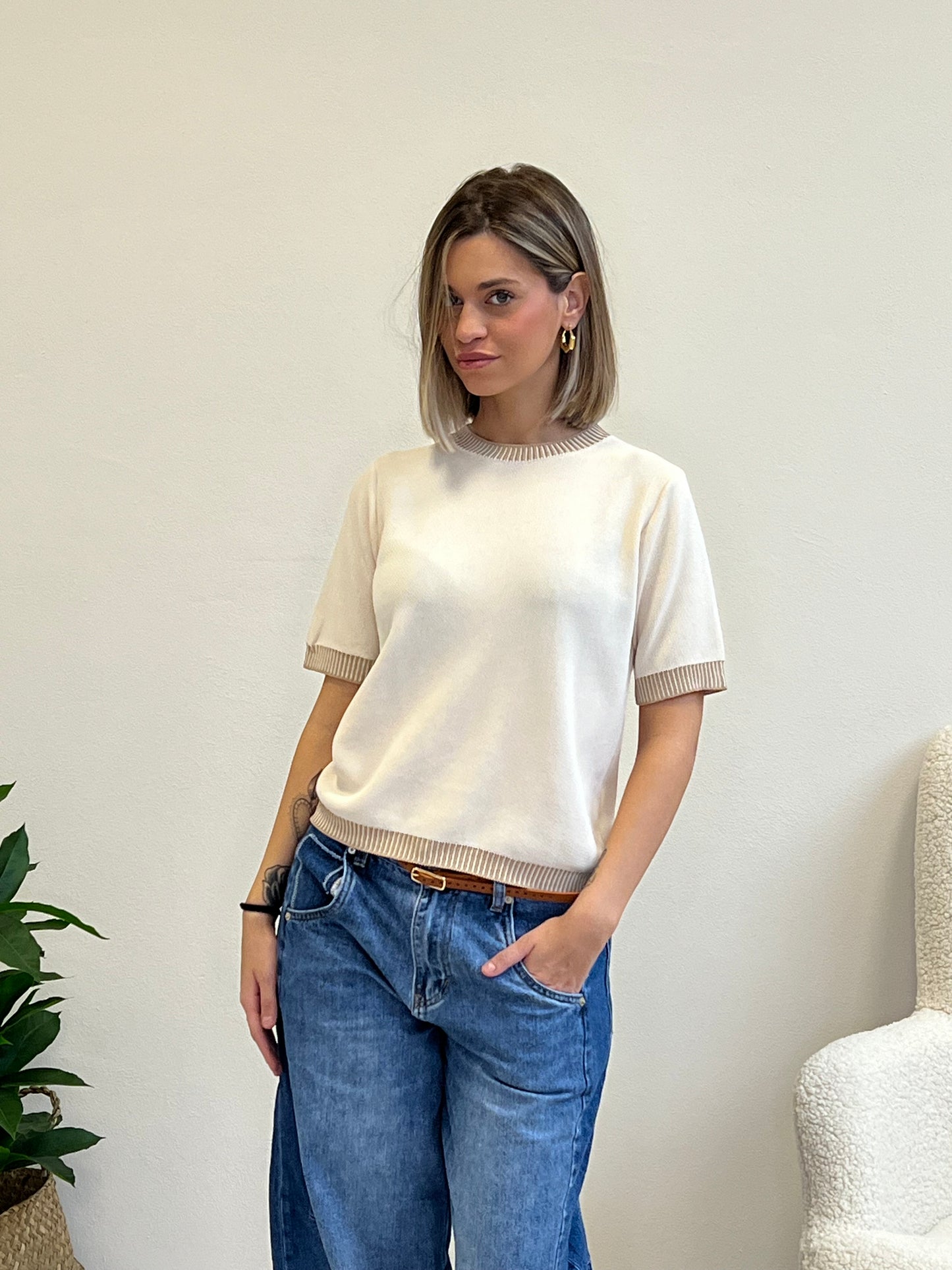 DANA PULLOVER BURRO E BEIGE