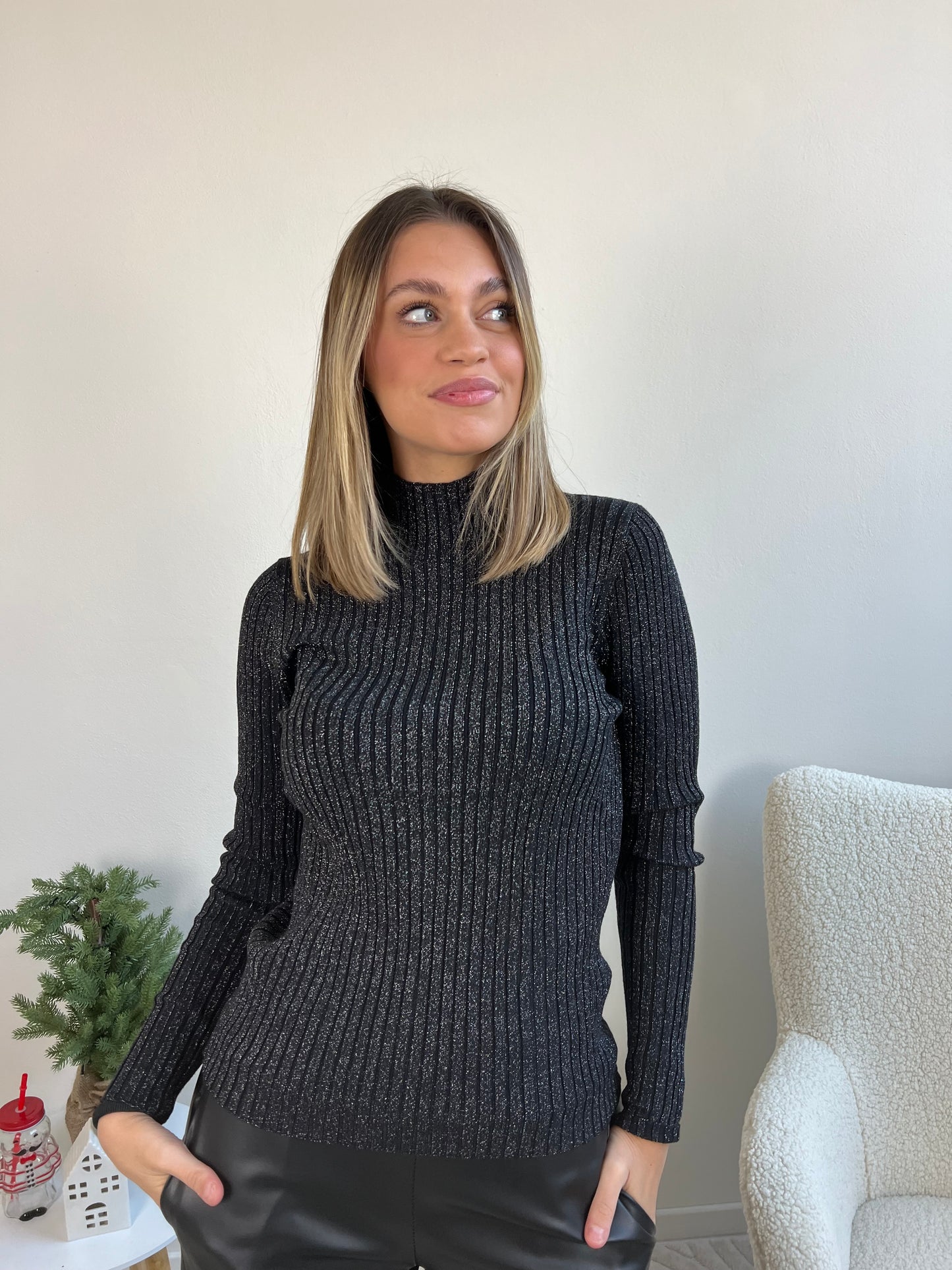 LUPETTO A COSTE LUREX NERO