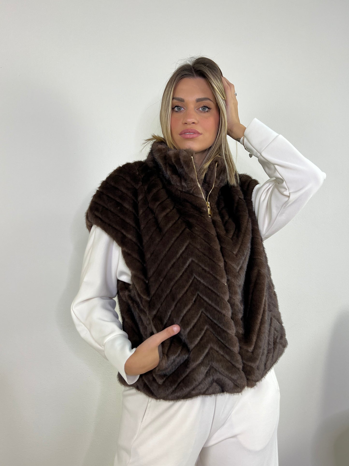 GILET ECO FUR VISONE