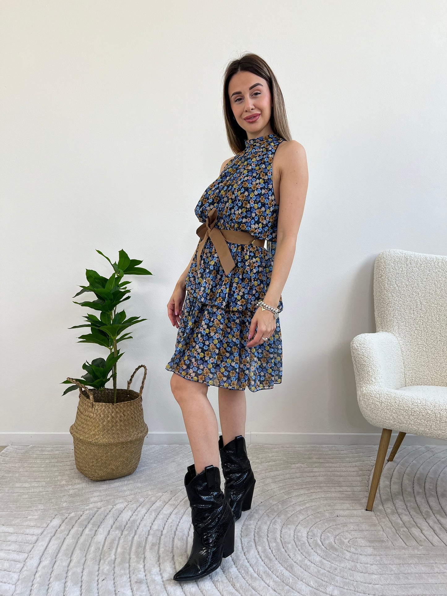 MALIBÙ mini dress a fondo blu