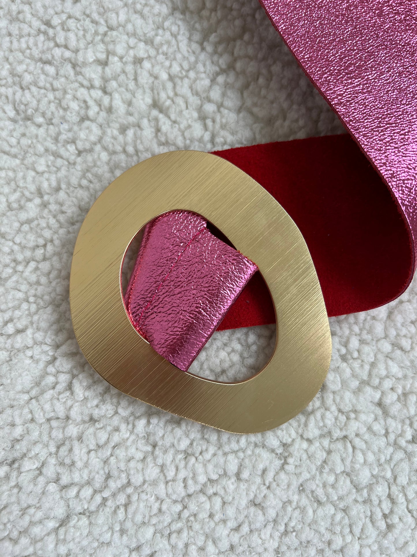 CINTURA IN VERA PELLE ROSA METAL