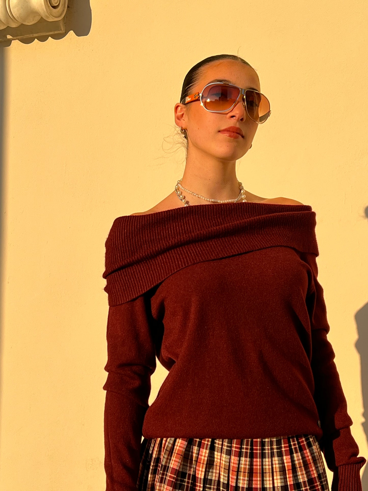 EMMA PULLOVER A SPALLE SCOPERTE BORDEAUX