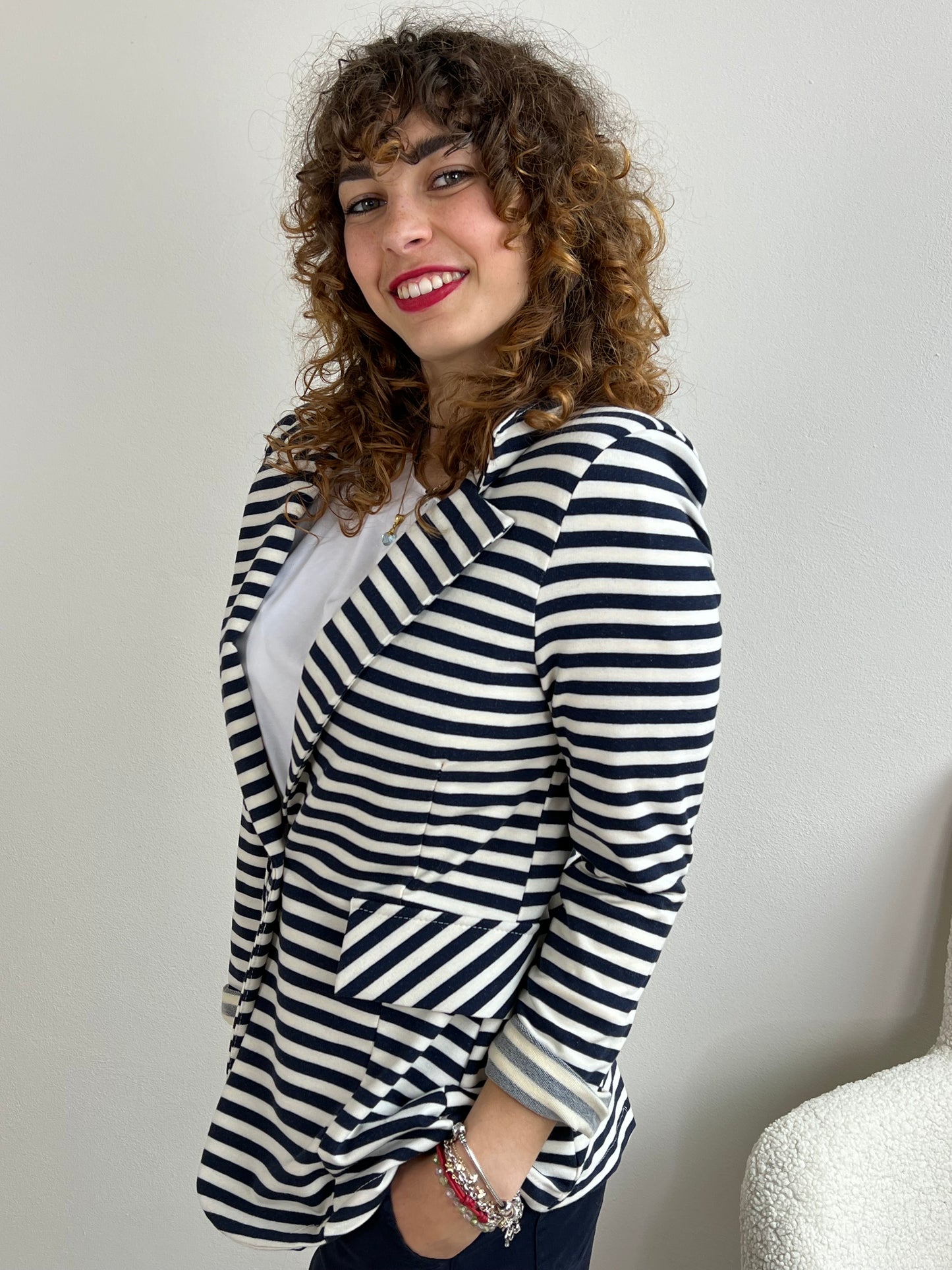 BLAZER IN FELPA VAR.BLU E BIANCO TG.S