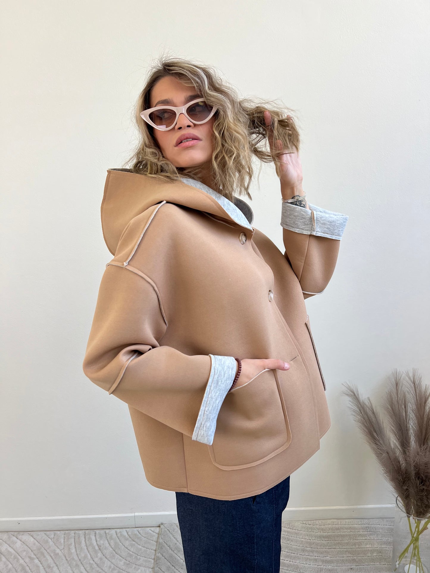 TOLOSA GIACCA NEOPRENE CAMEL