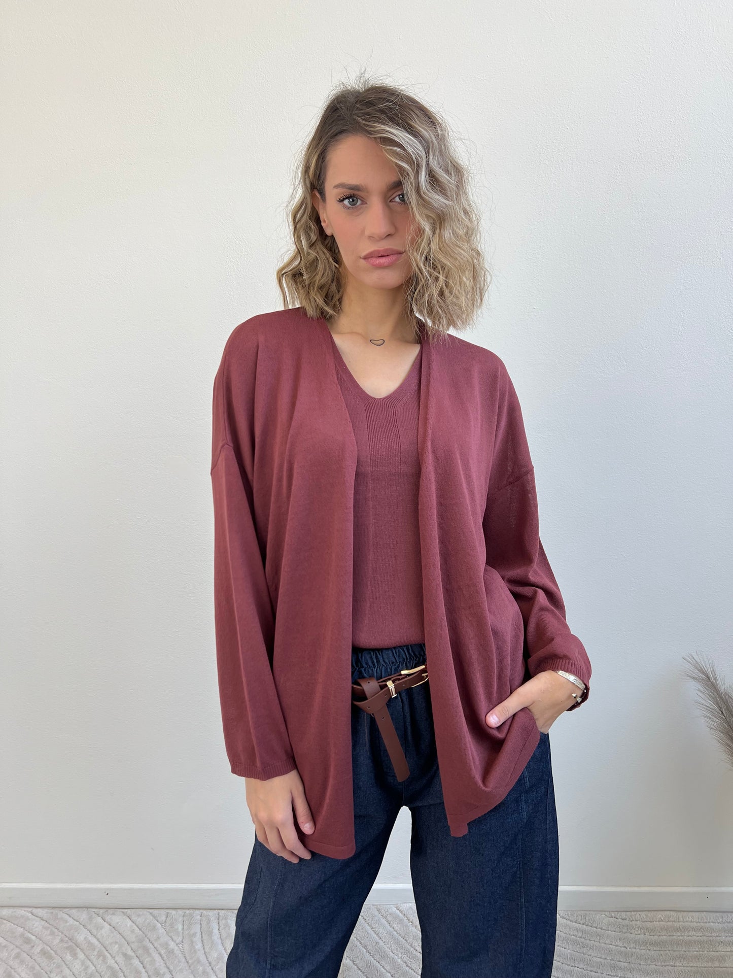 AMBRA CARDIGAN ROSSO INDIA