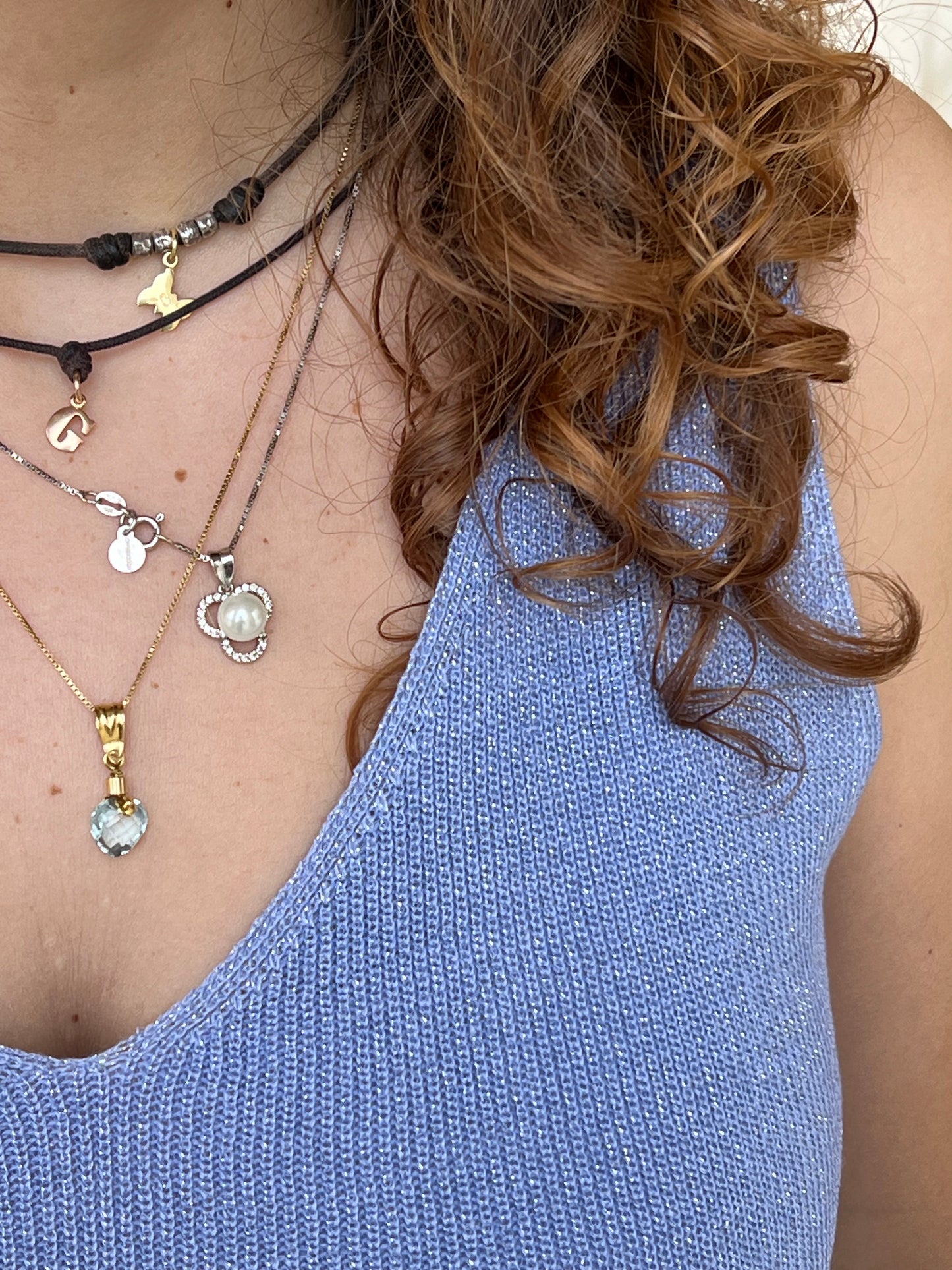 CANOTTA FILO LUREX AZZURRA