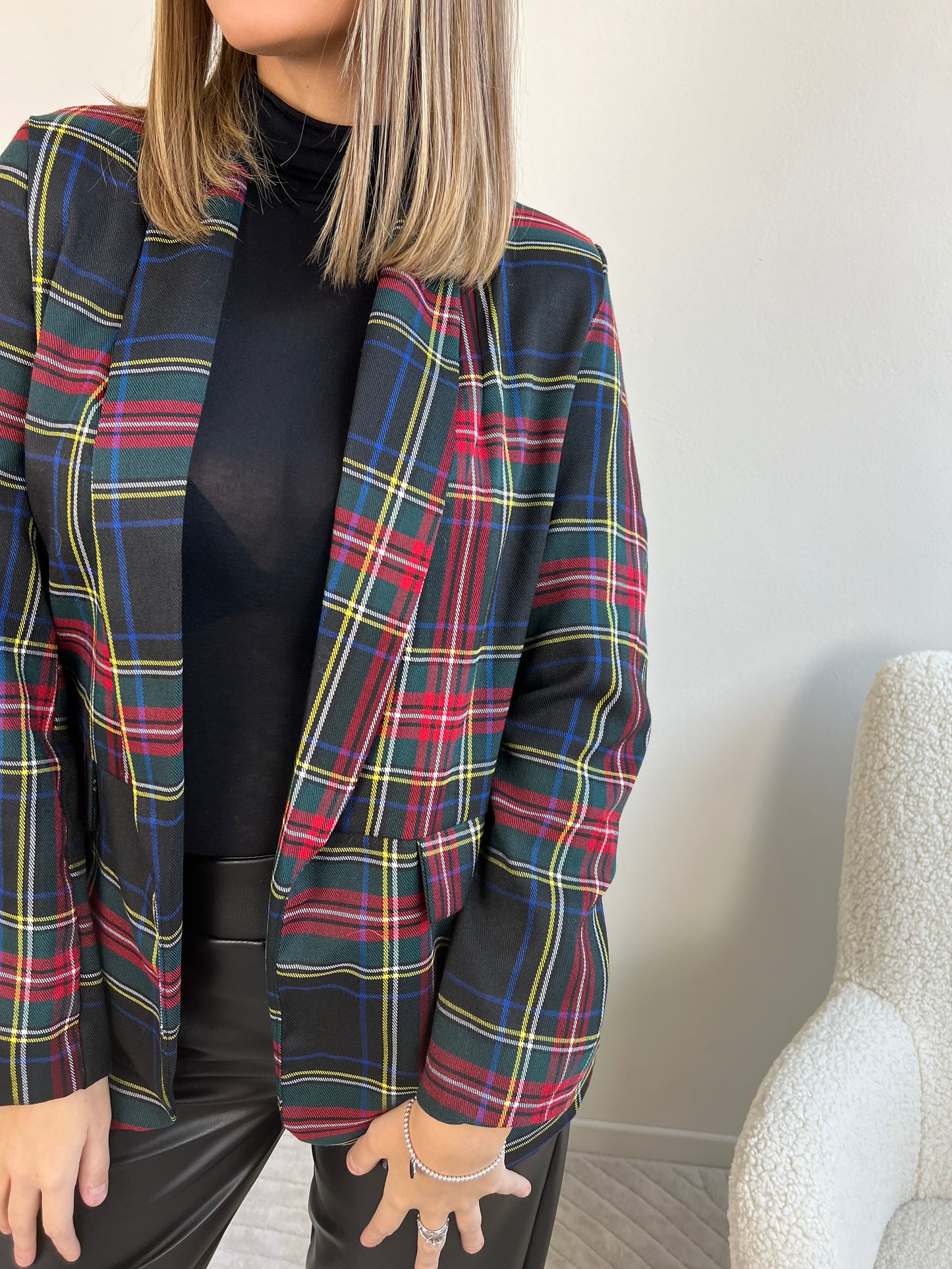 GIACCA TARTAN FONDO NERO