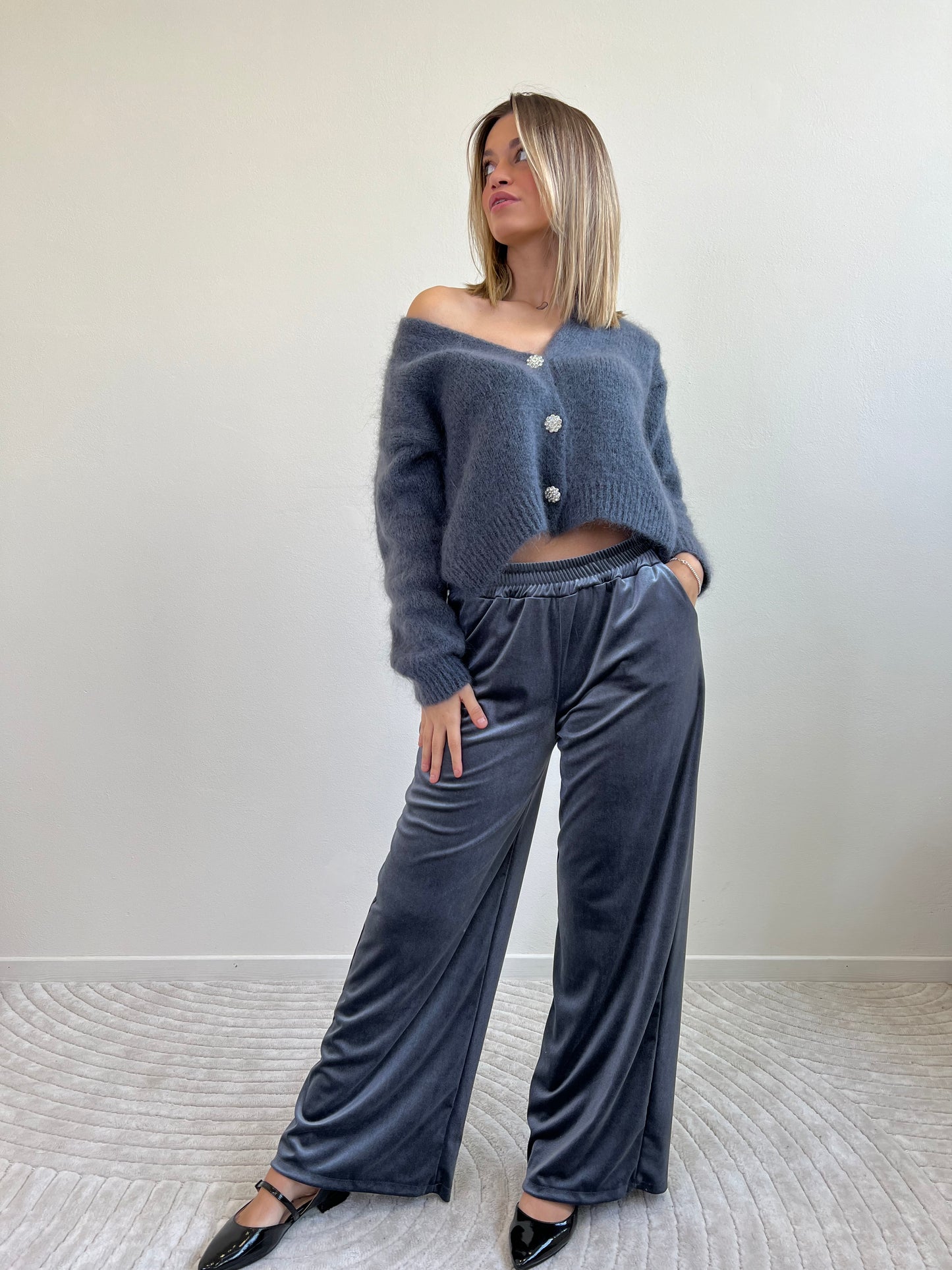 CLIO CARDIGAN MOHAIR PIOMBO