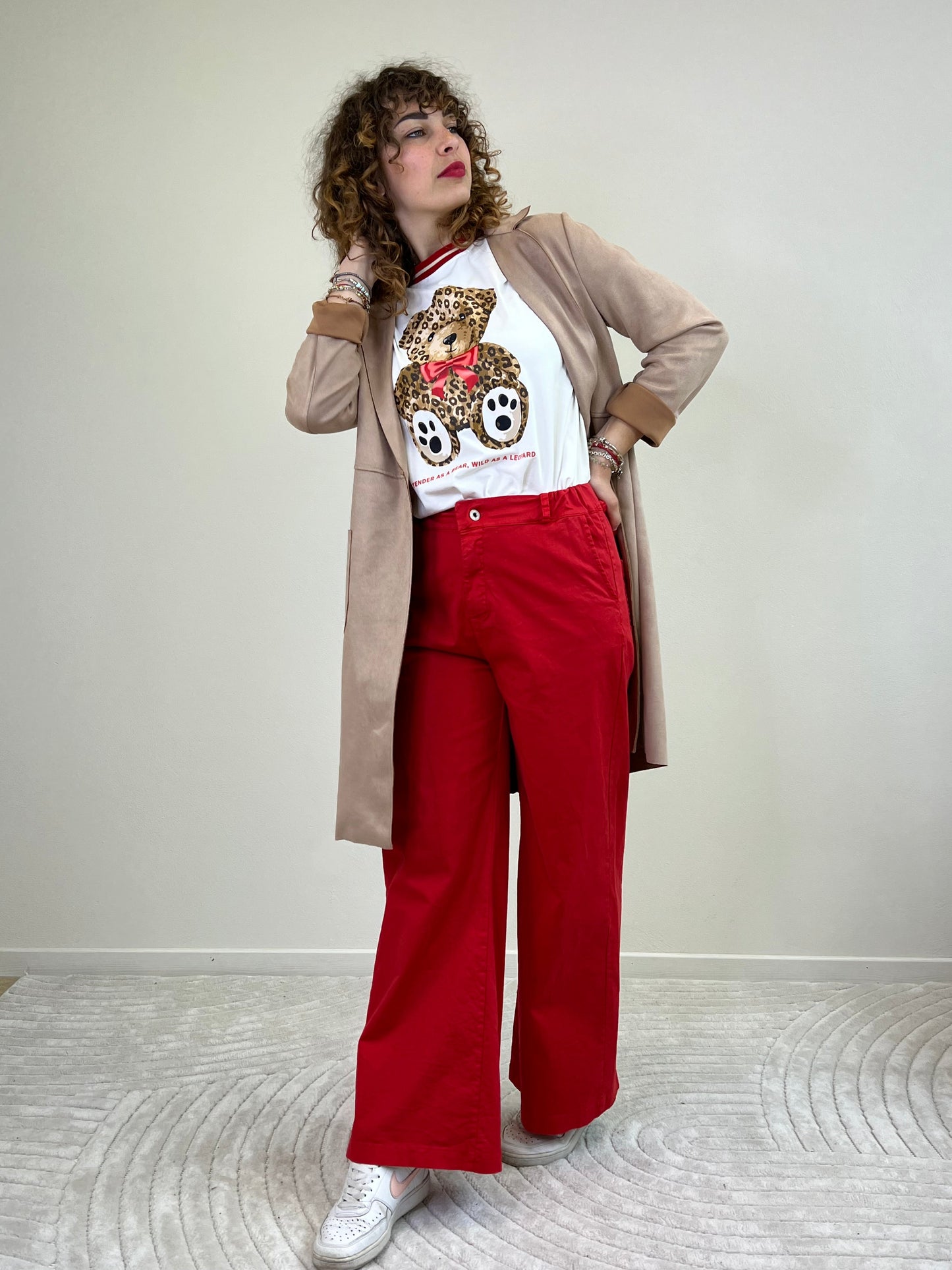 LONDON pantaloni wide leg rosso taglia M
