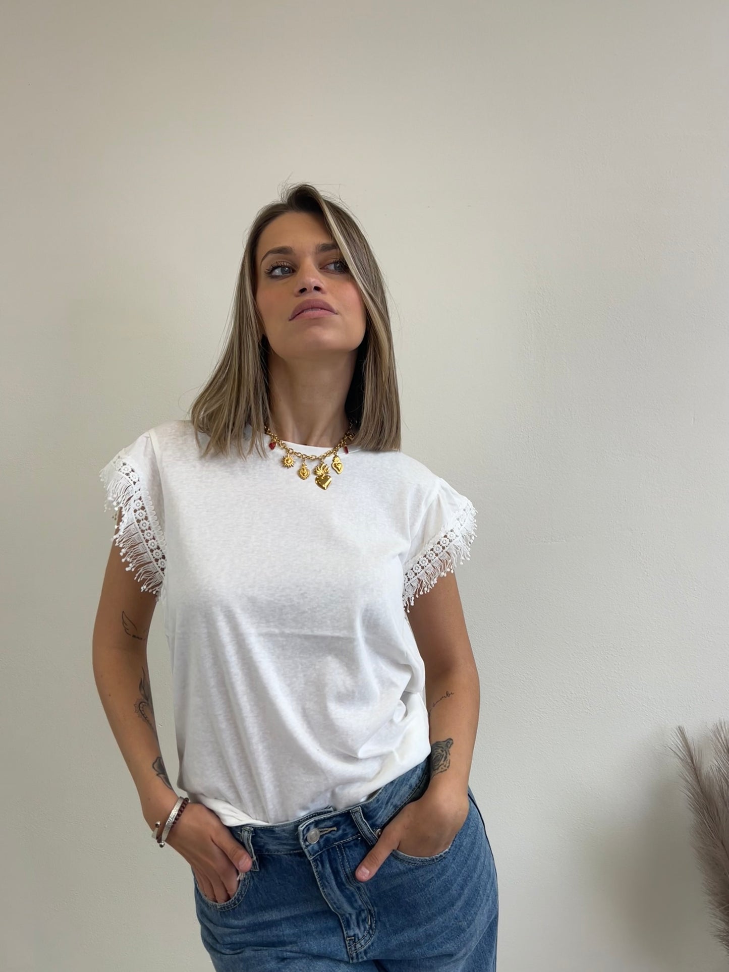 T.shirt YLENIA LATTE TAGLIA L/XL