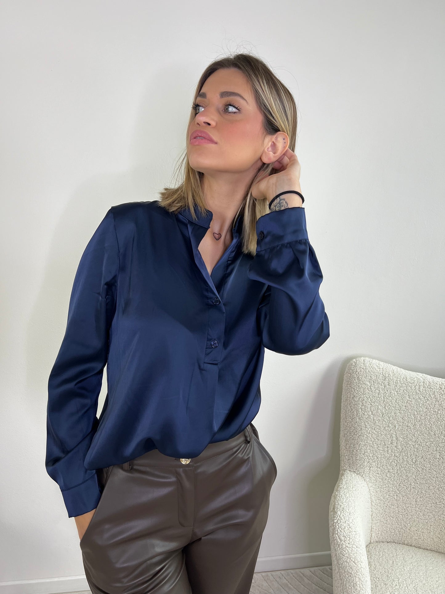 ASTRA CAMICIA RASO VAR.BLU NOTTE