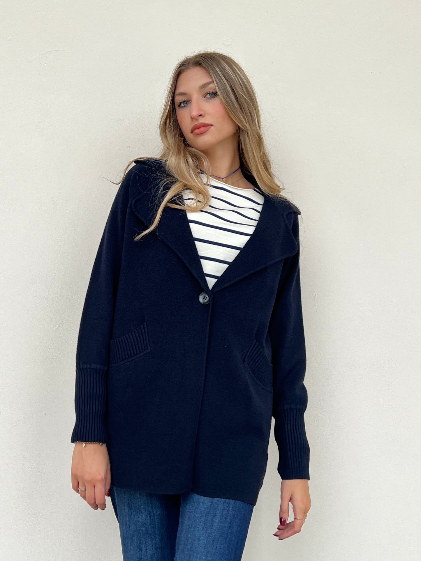 LIZ GIACCA IN MAGLIA. VAR.BLU