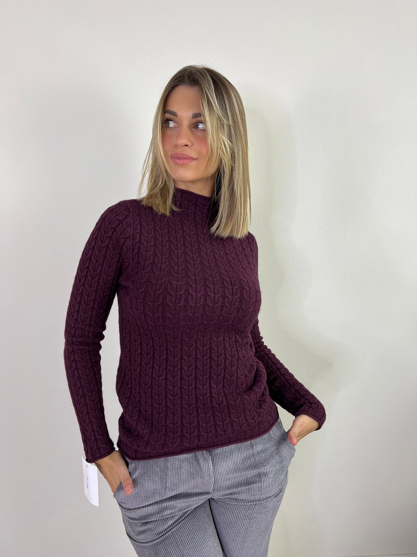 COLETTE PULLOVER TRECCIA PRUGNA
