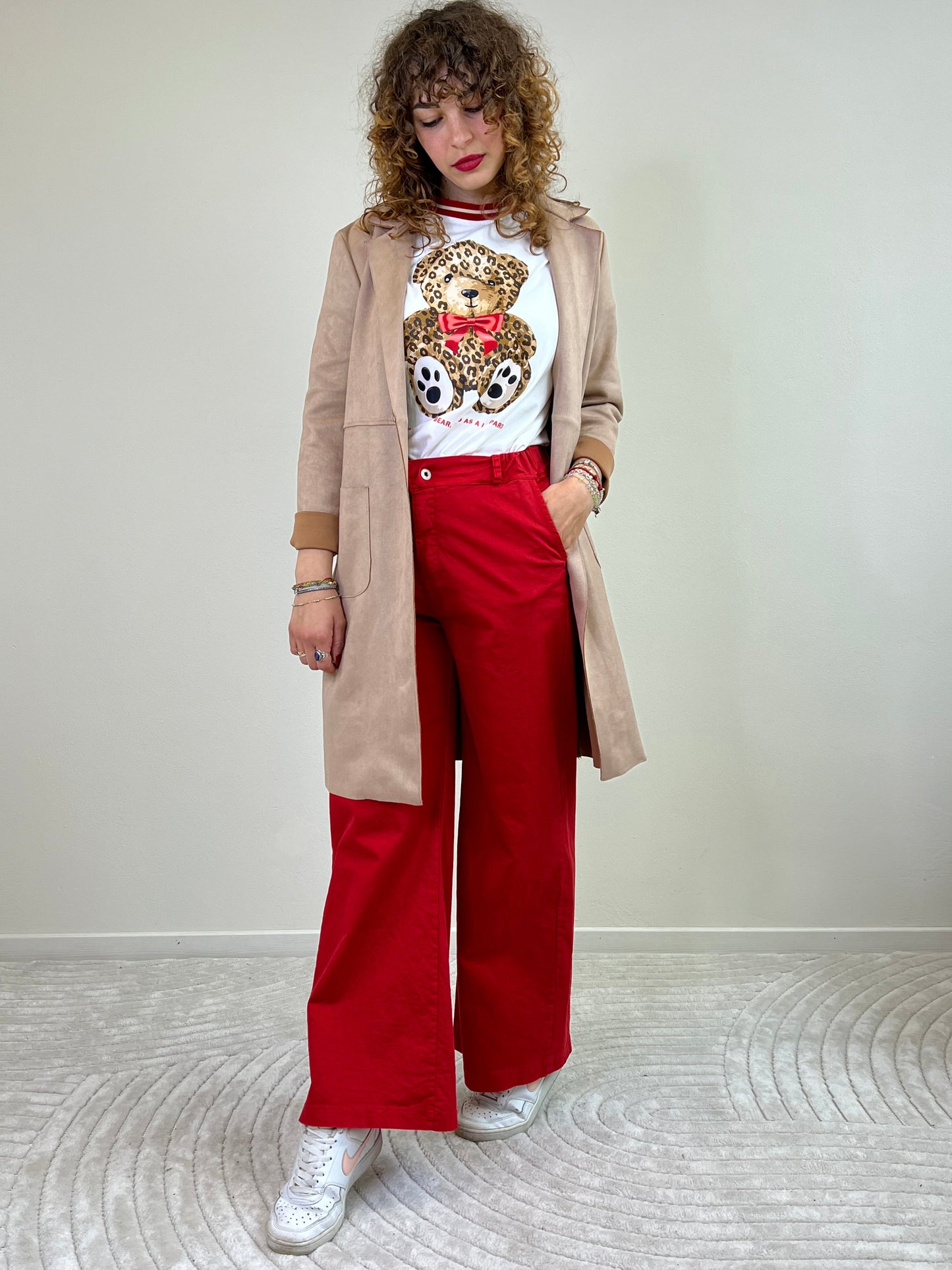LONDON pantaloni wide leg rosso taglia M