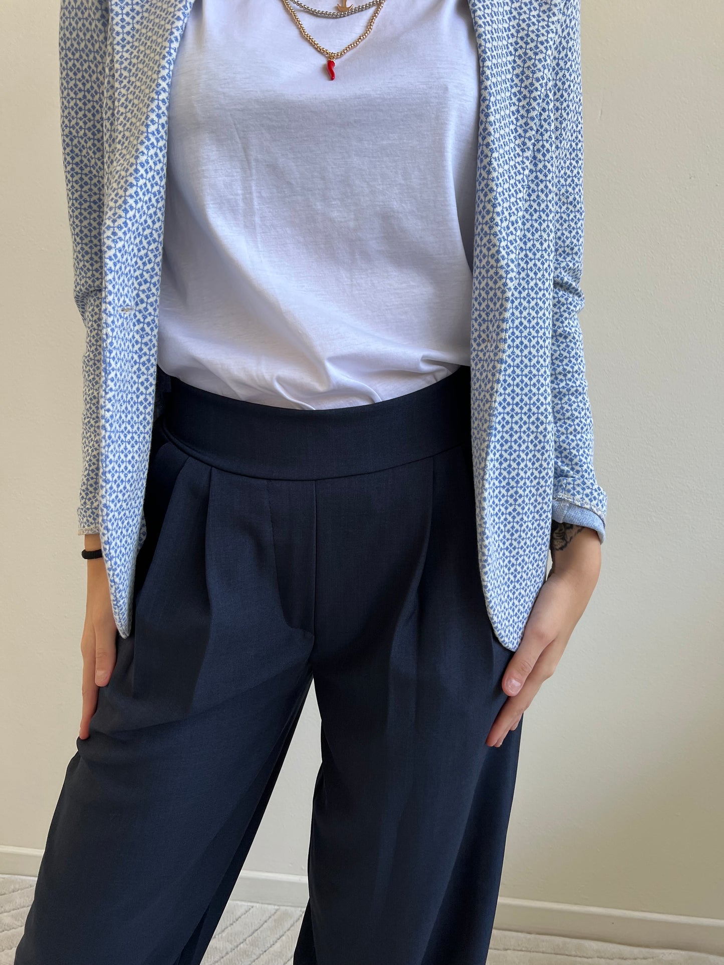 ZELDA PANTALONE A PALAZZO BLU NAVY