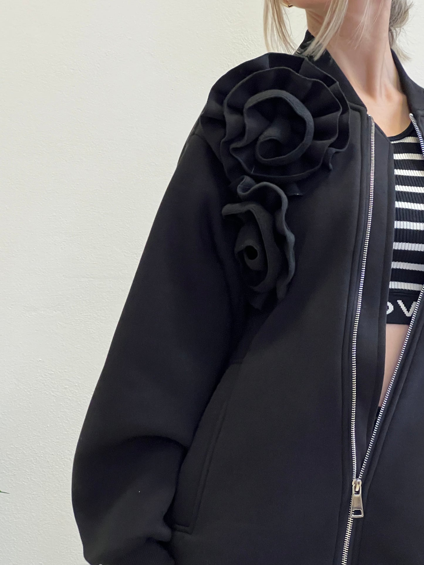 CAMELIA BOMBER IN FELPA NERO