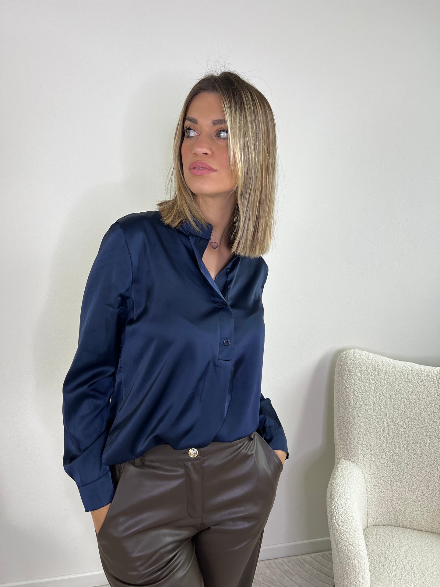 ASTRA CAMICIA RASO VAR.BLU NOTTE