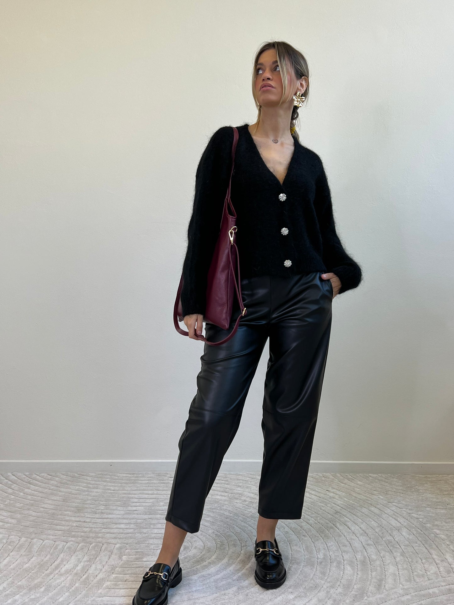 VANESSA PANTALONE ECOPELLE TG.S NERO