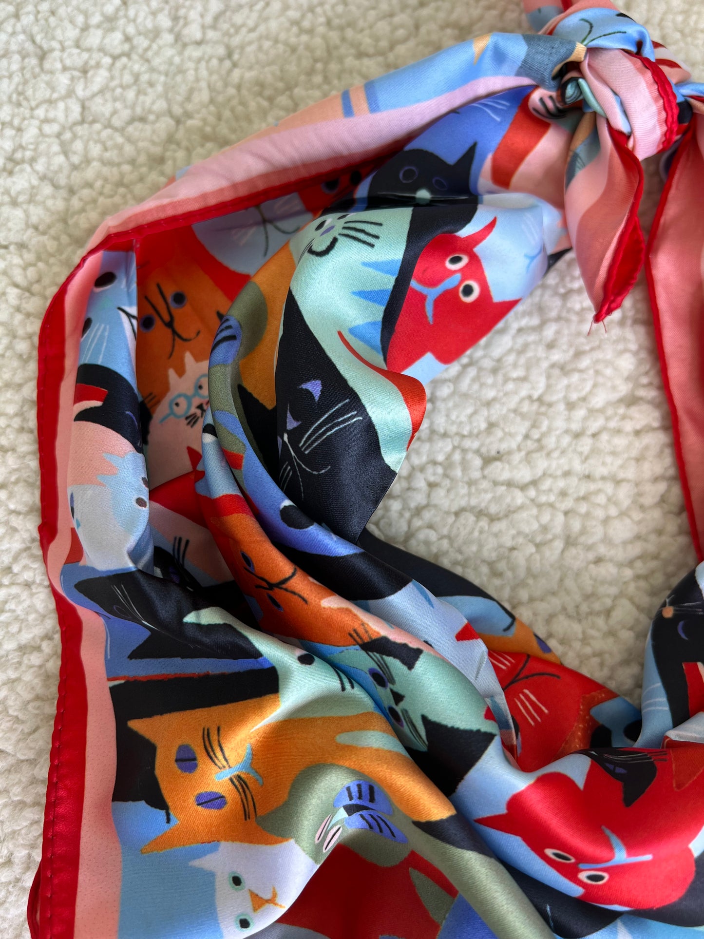 FOULARD STAMPA GATTINI CORALLO