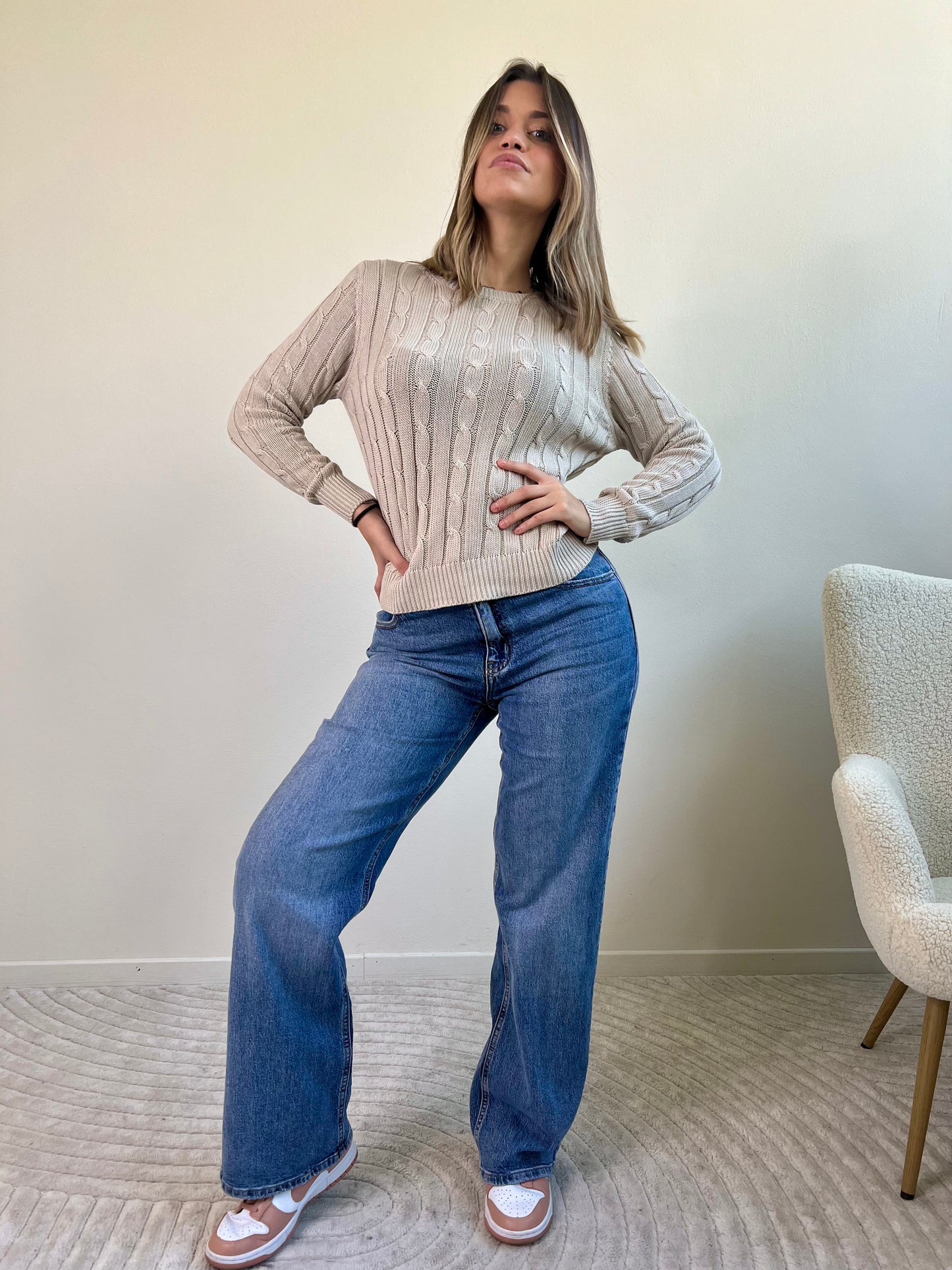 PULLOVER TRECCIA BEIGE