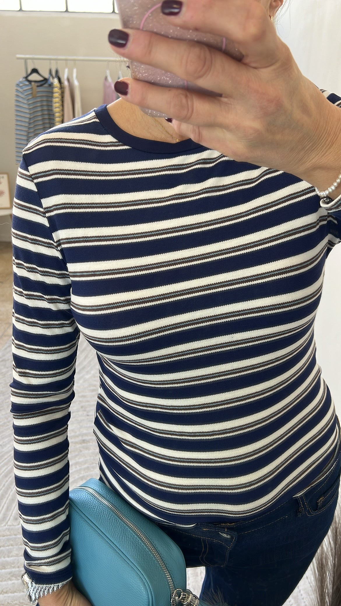 T.SHIRT A RIGHE PONZA BLU