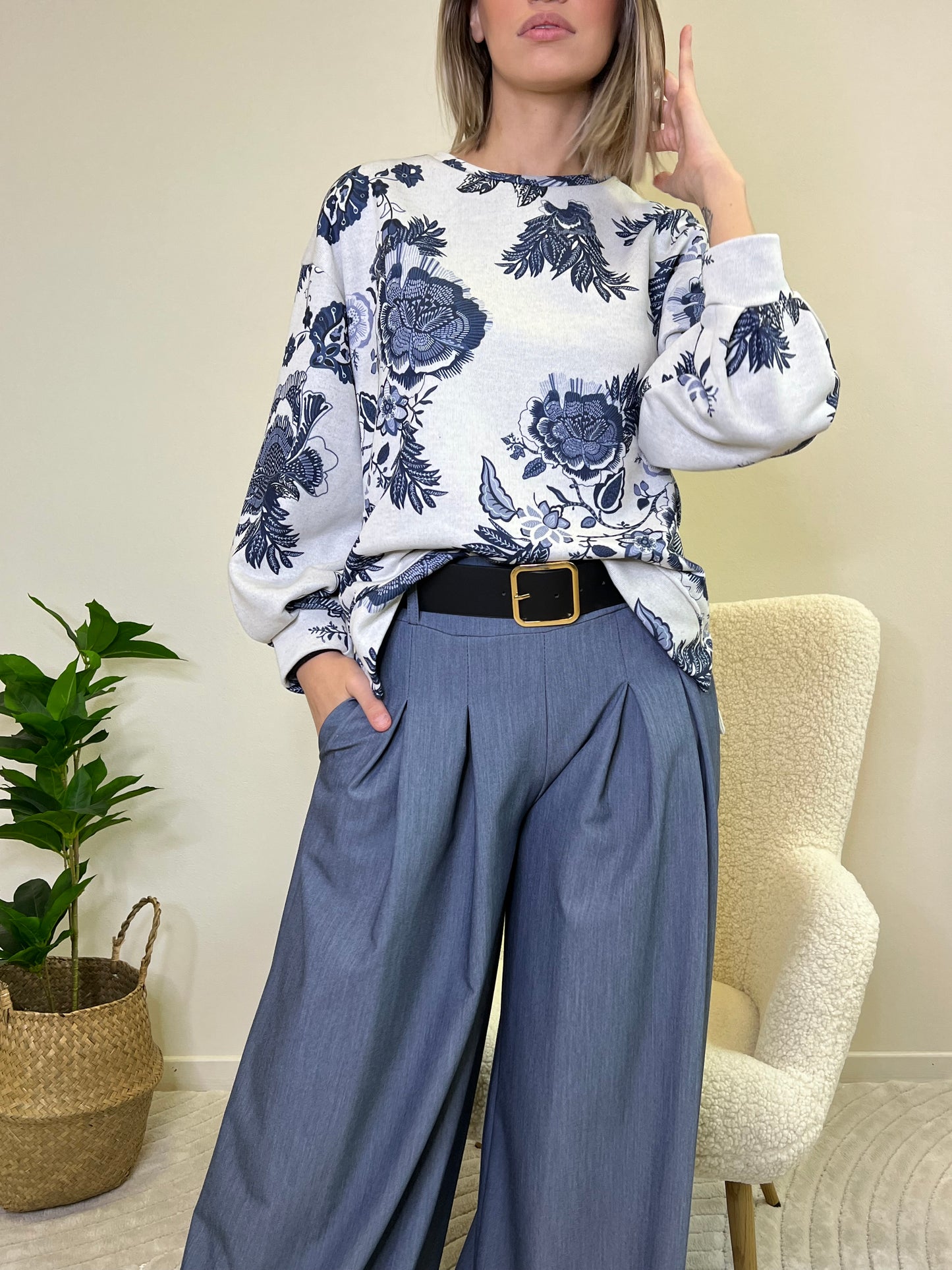 MIRIAM PANTALONE A PALAZZO DENIM
