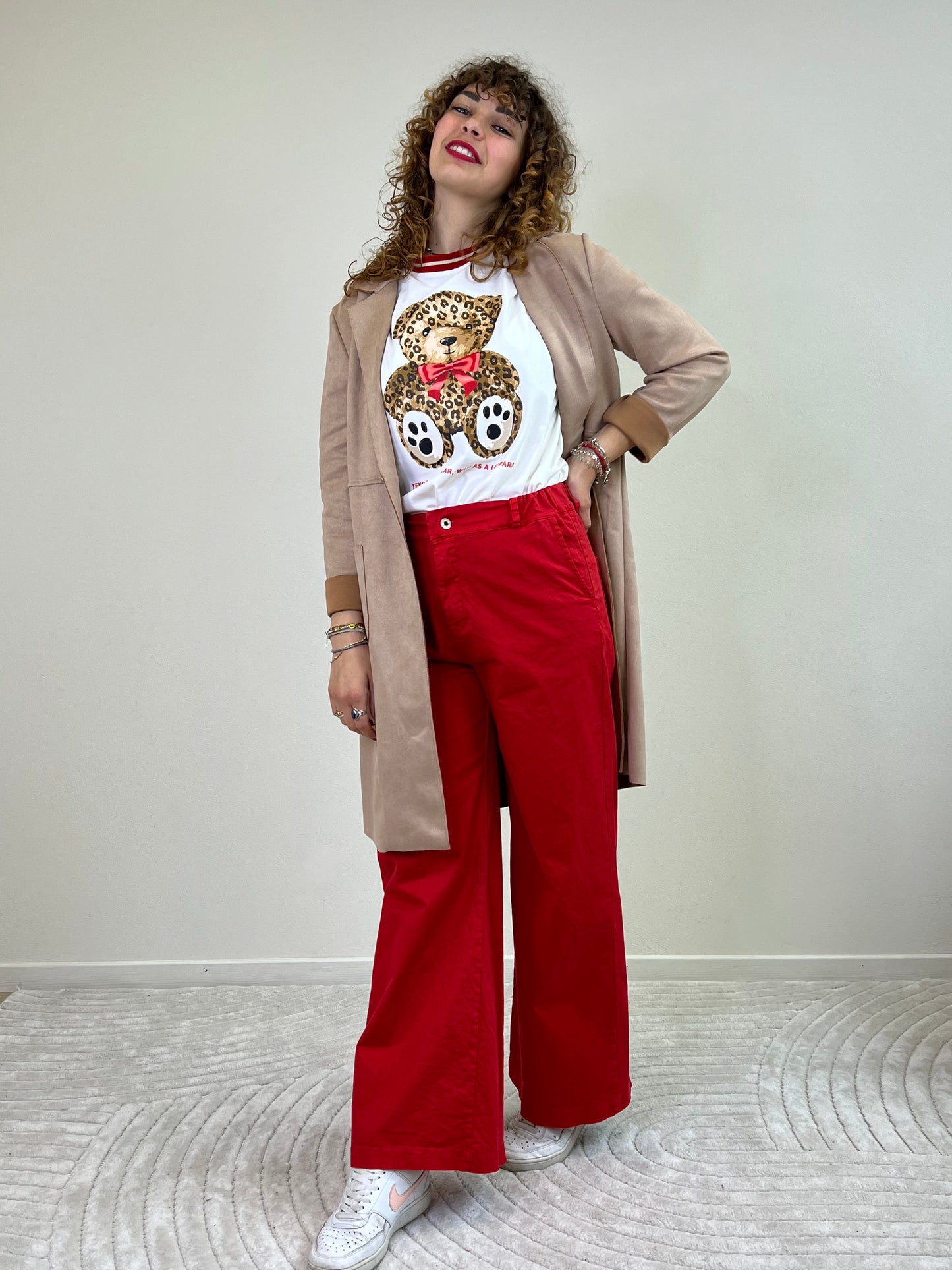 LONDON pantaloni wide leg rosso taglia M