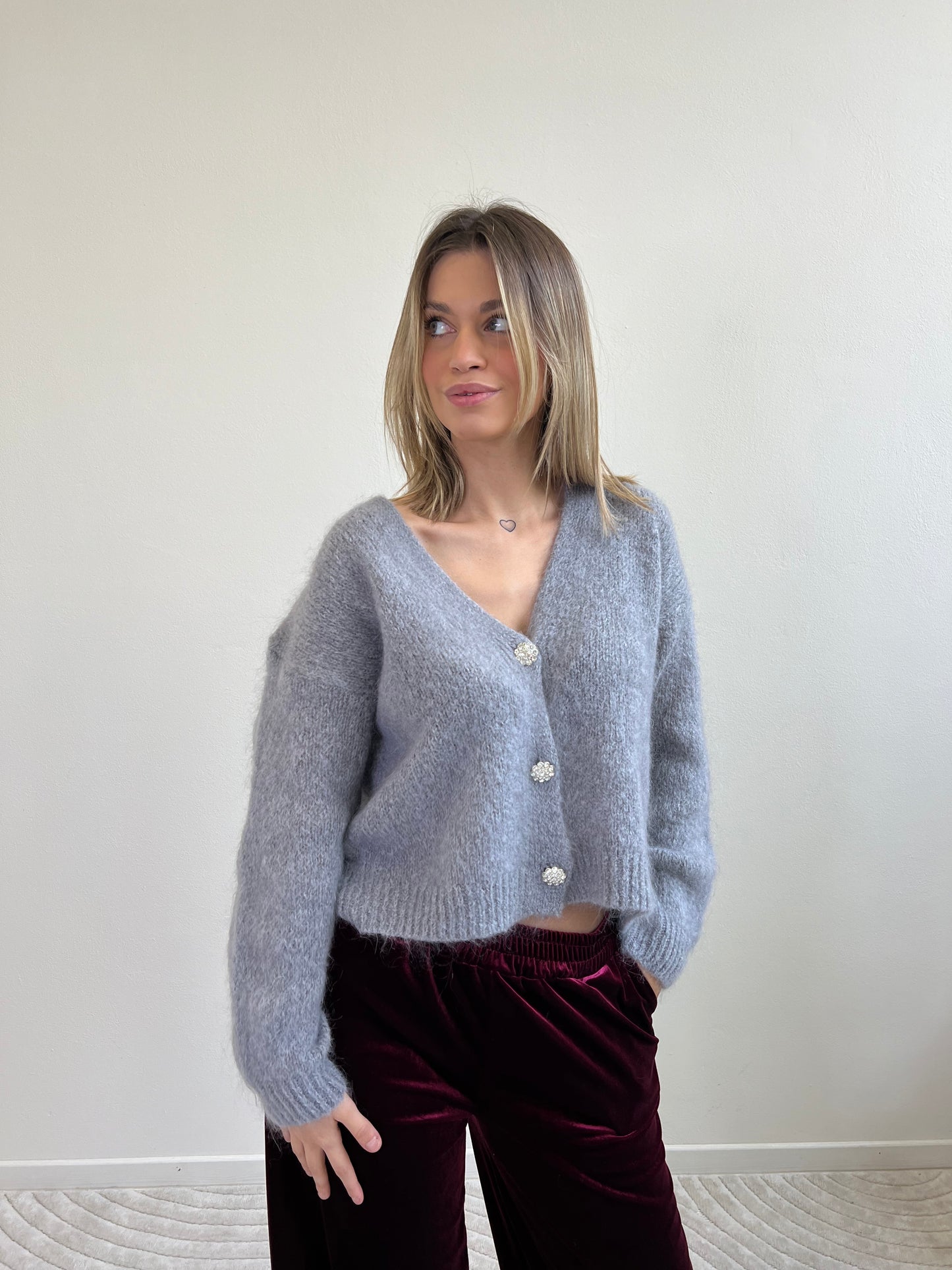 PANTALONE PALAZZO VELLUTO BORDEAUX
