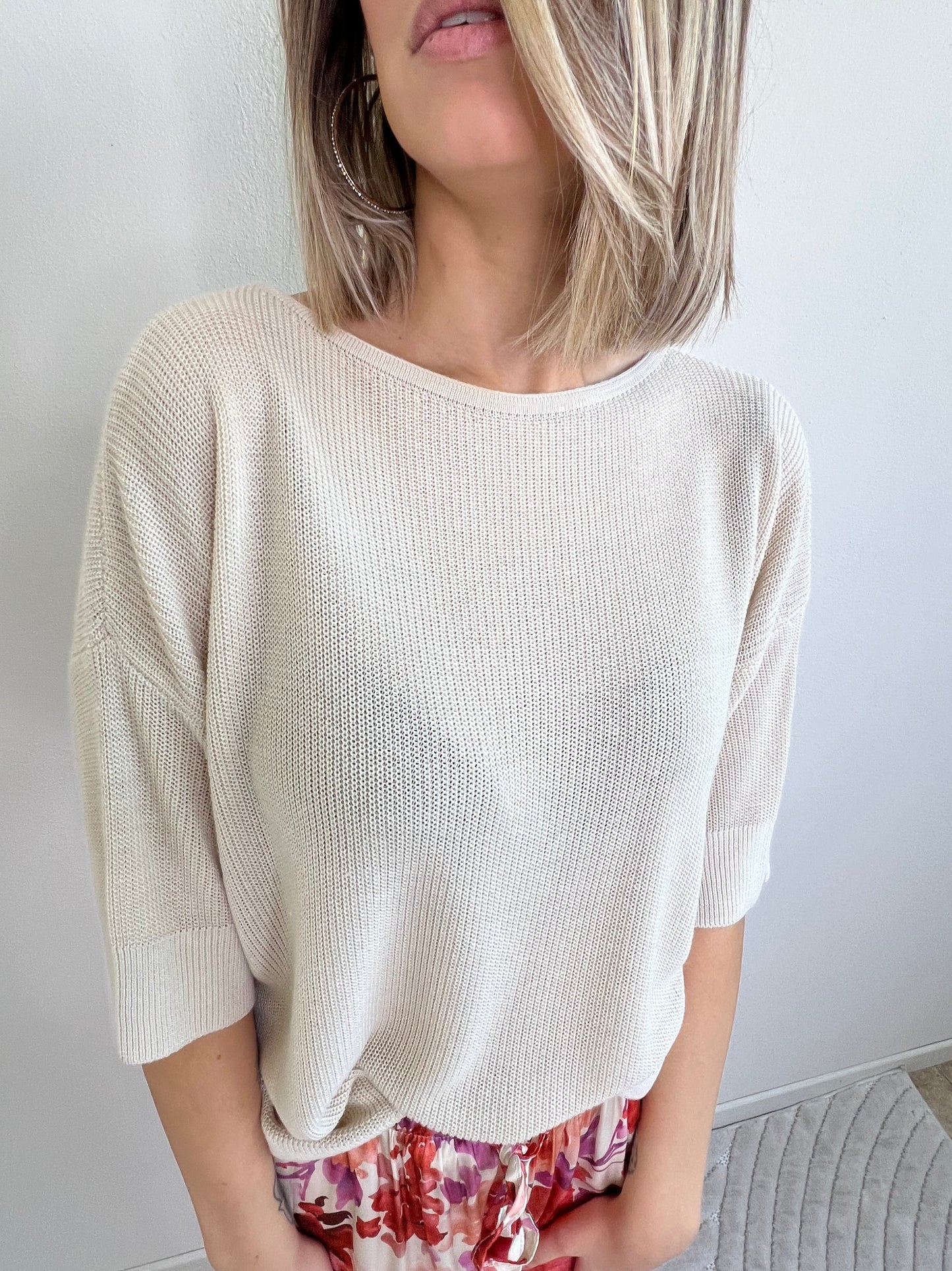 ERICE PULLOVER GIROCOLLO A BARCHETTA BEIGE