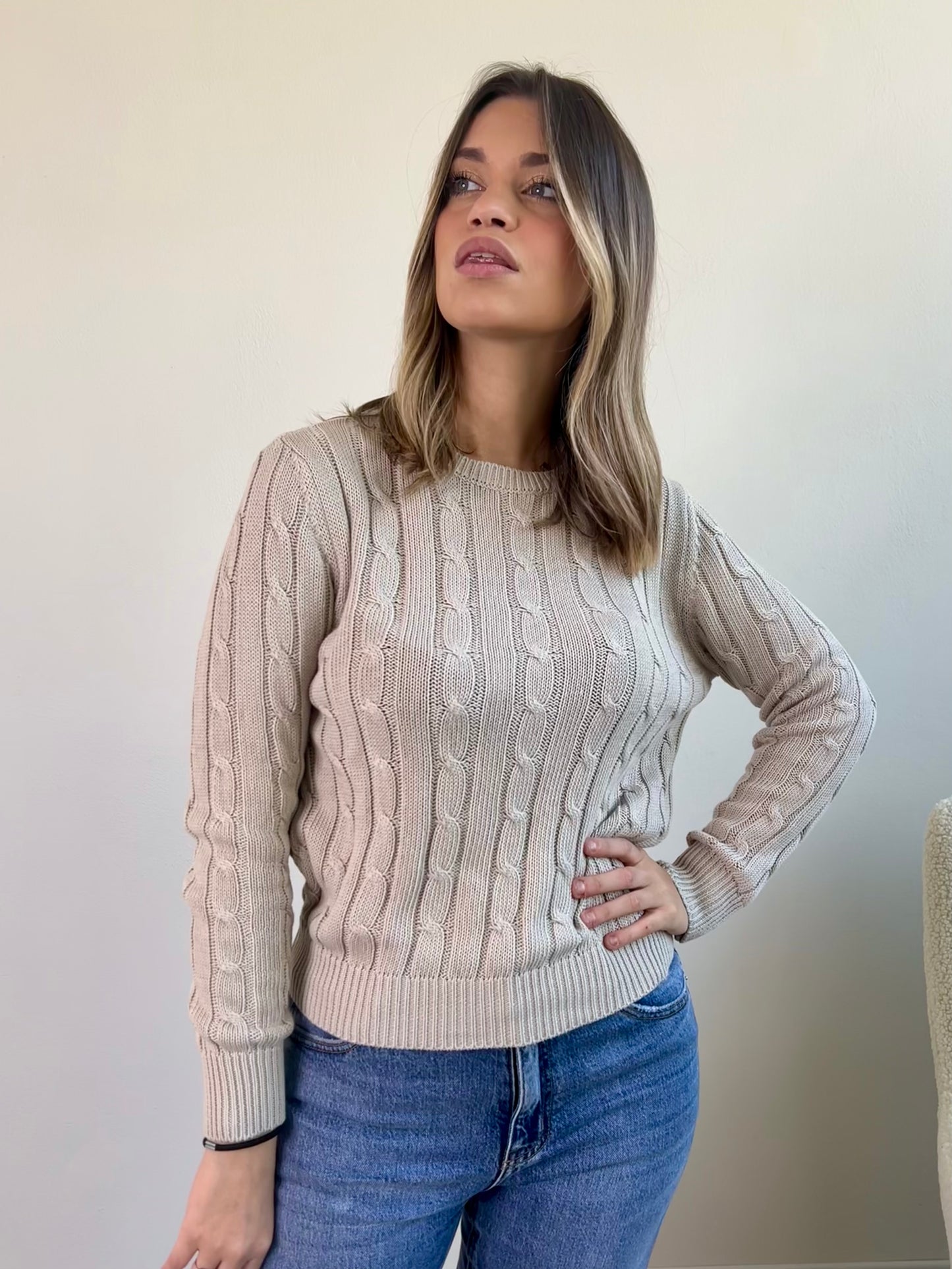 PULLOVER TRECCIA BEIGE