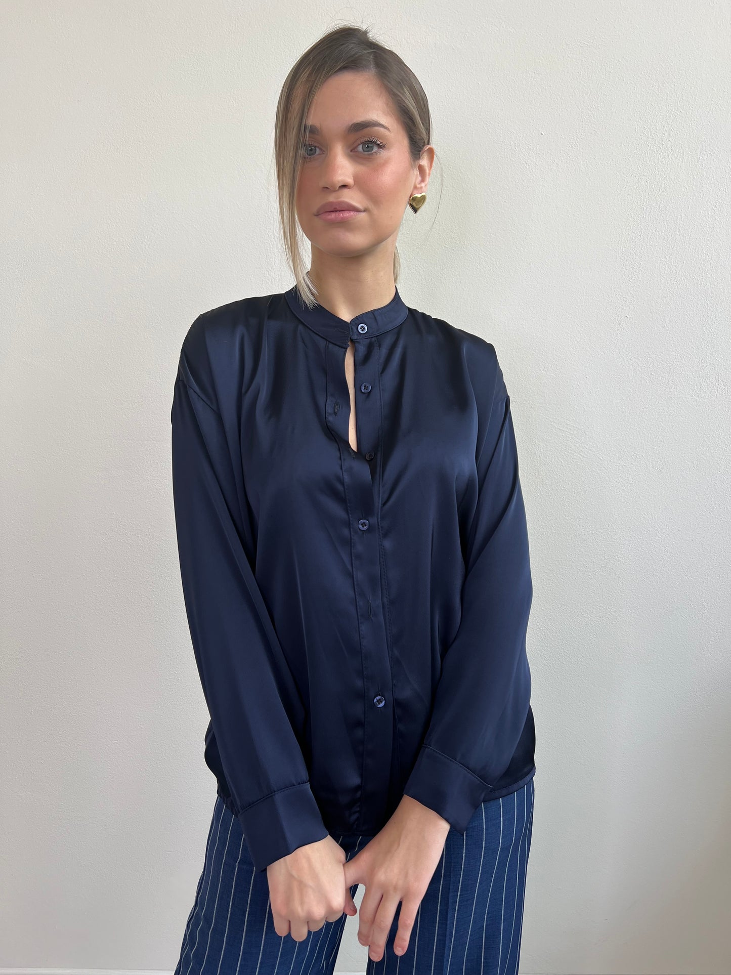 ASTRA BLUSA SATIN BLU NOTTE