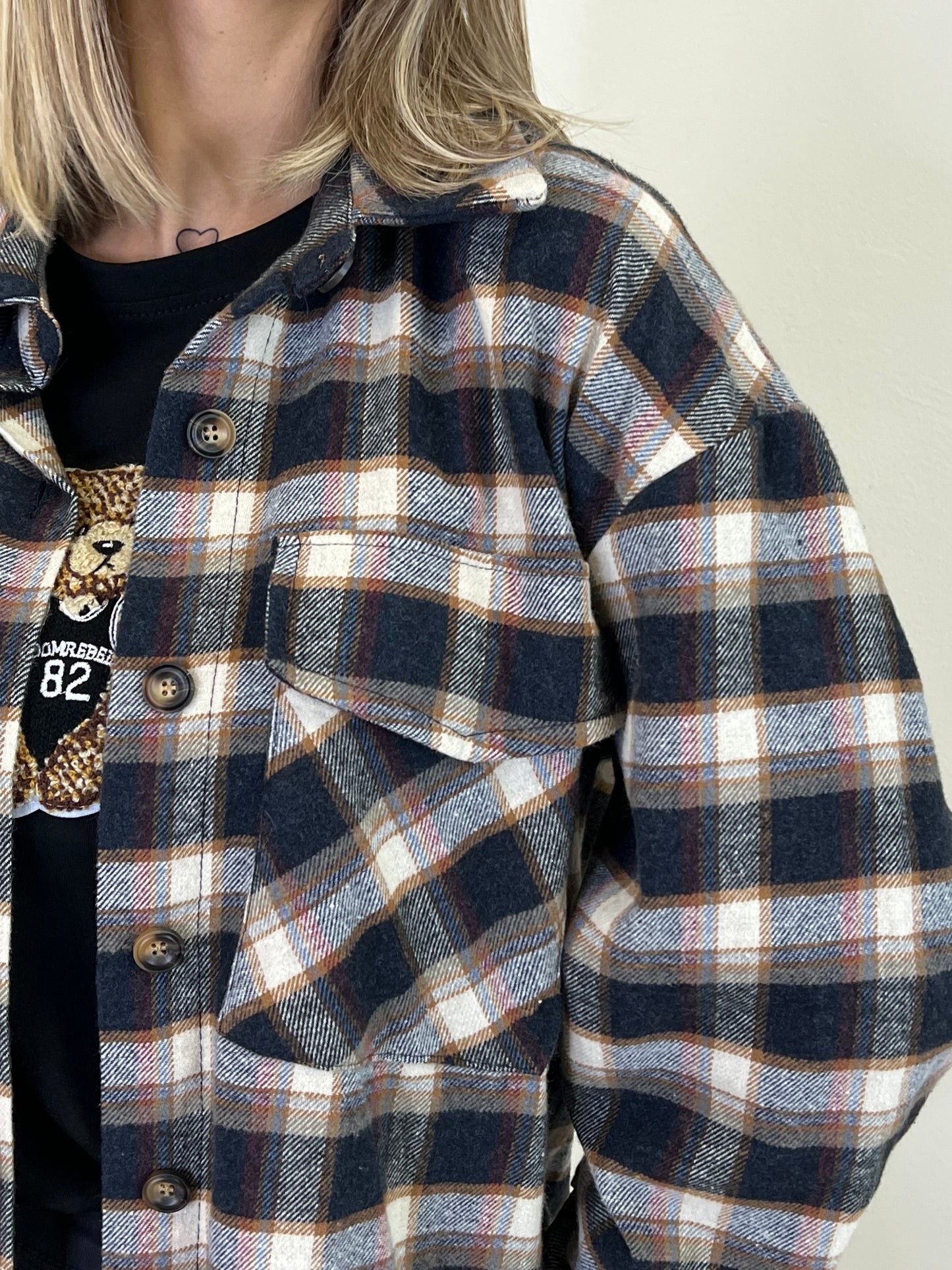 COLORADO CAMICIA IN FLANELLA ANTRACITE /PANNA/BORDEAUX