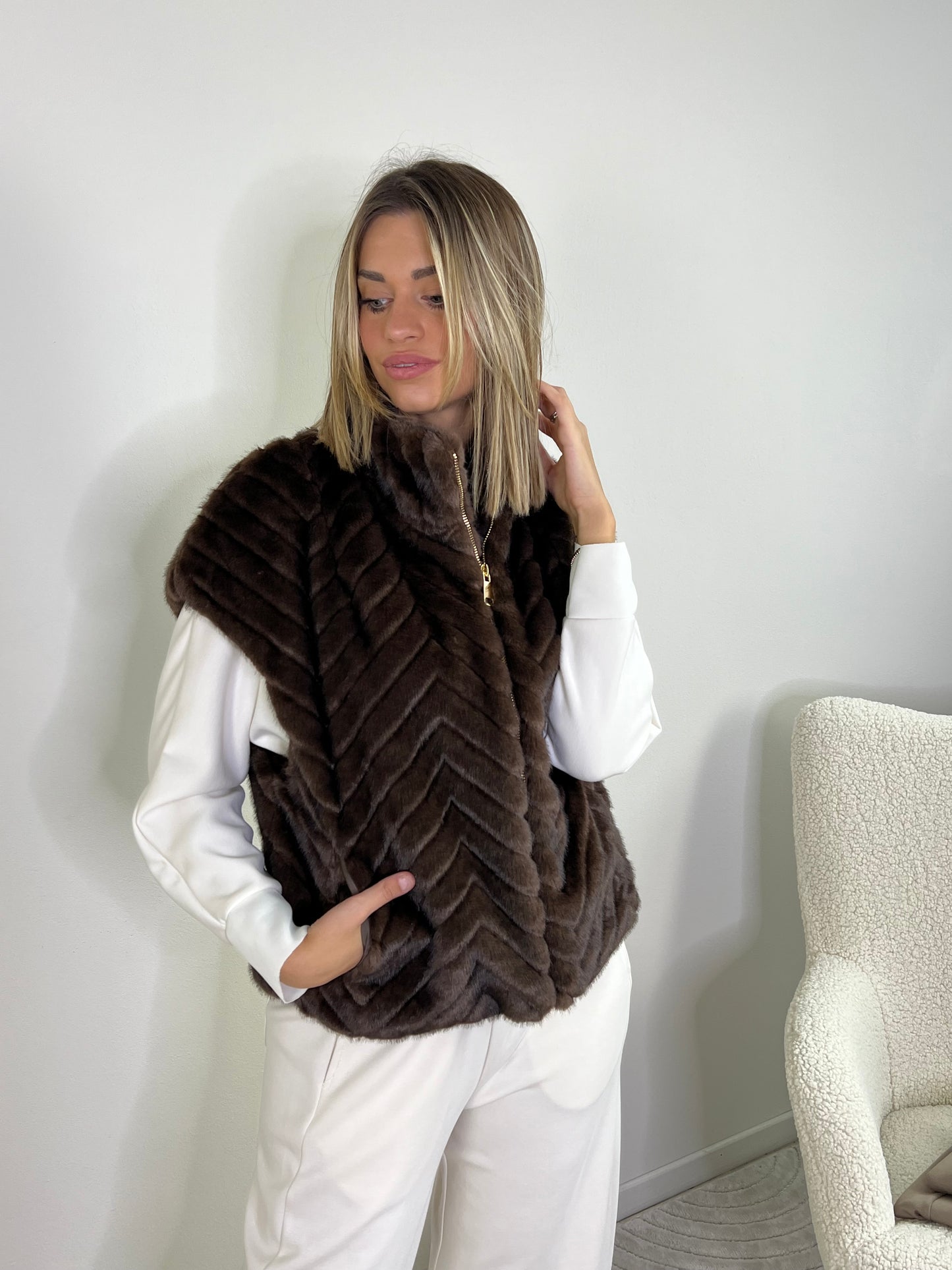 GILET ECO FUR VISONE
