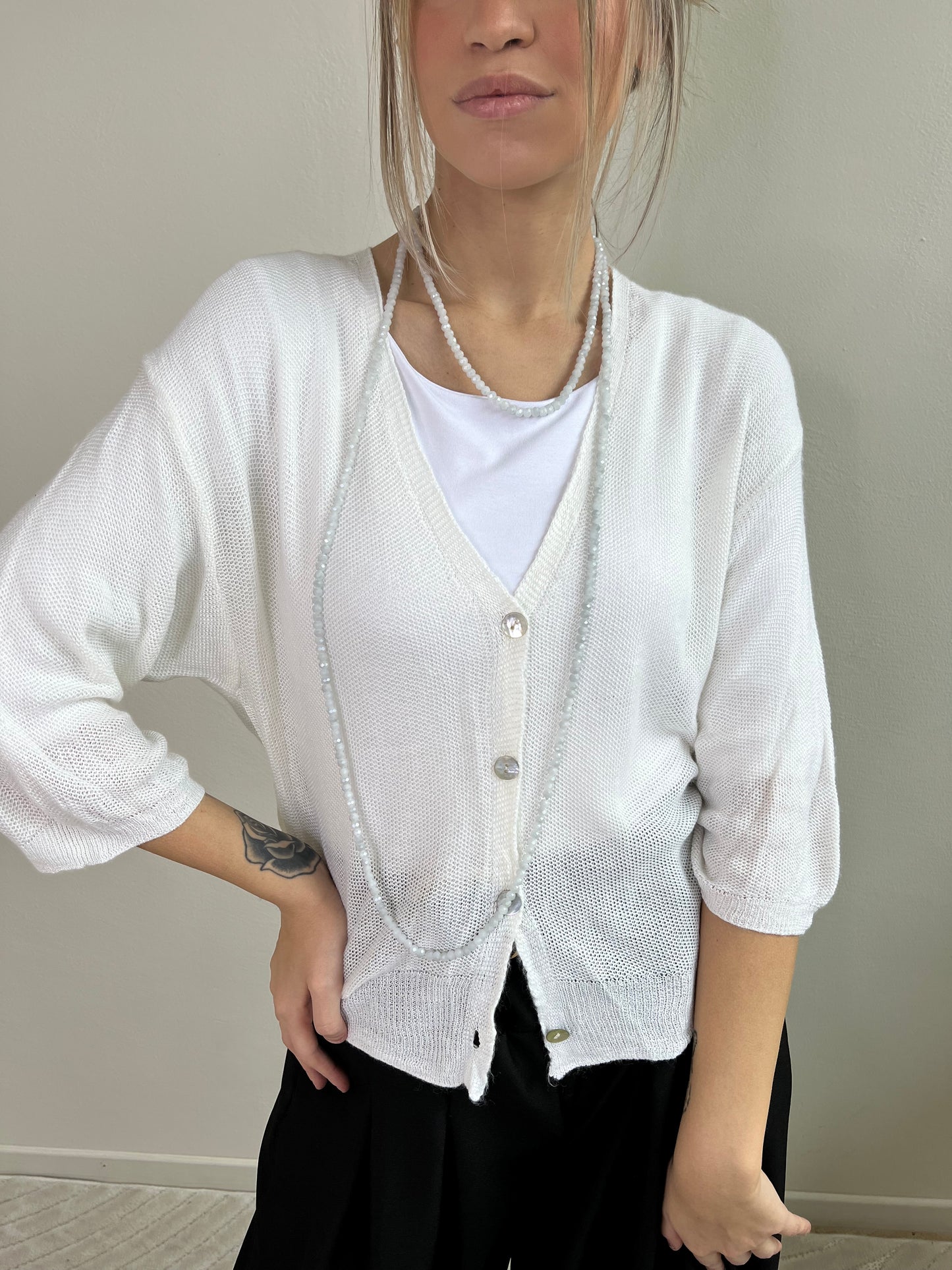 ARIEL CARDIGAN TRAFORATO BIANCO