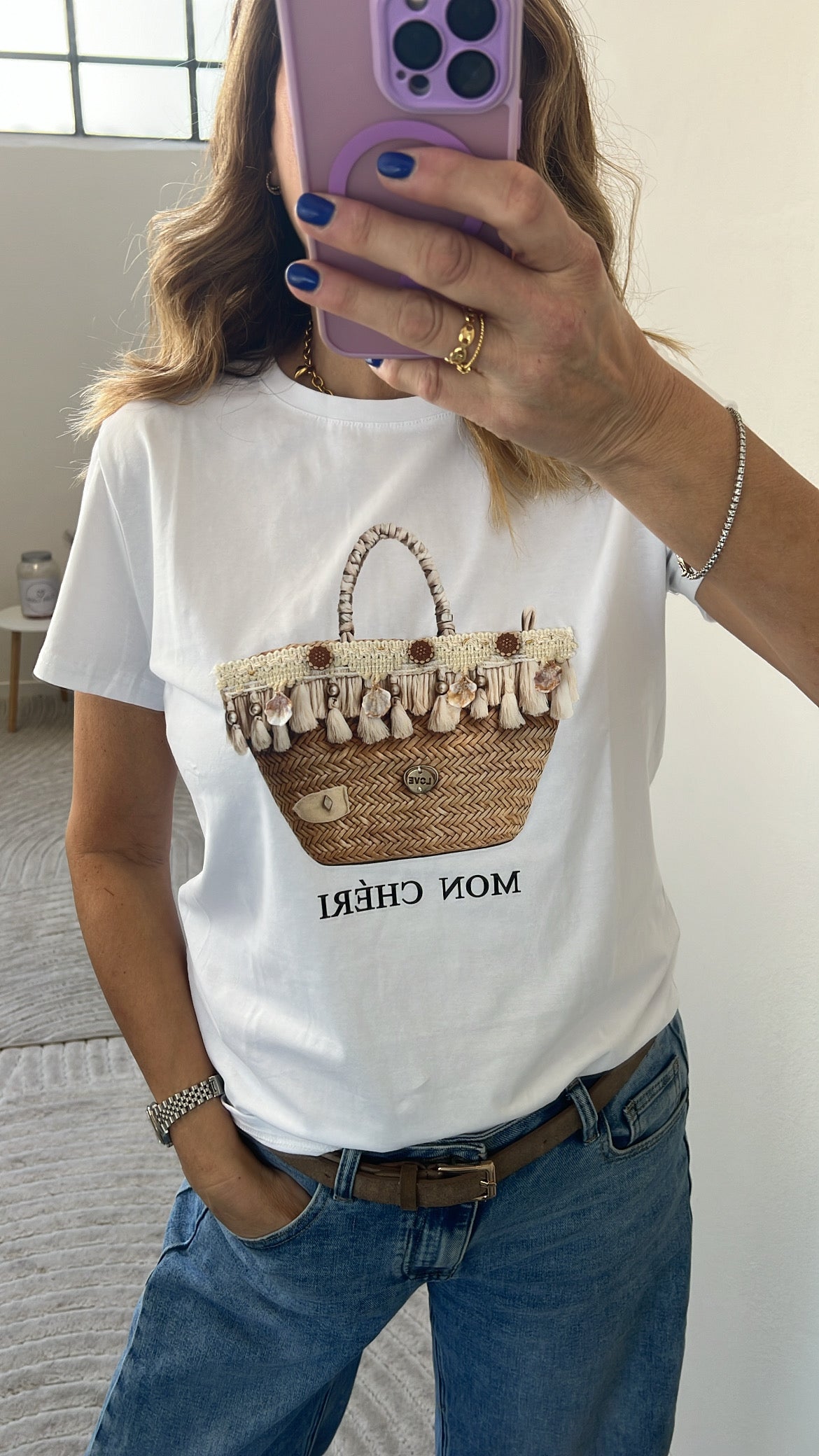 T.SHIRT STAMPA “BORSA” BIANCA
