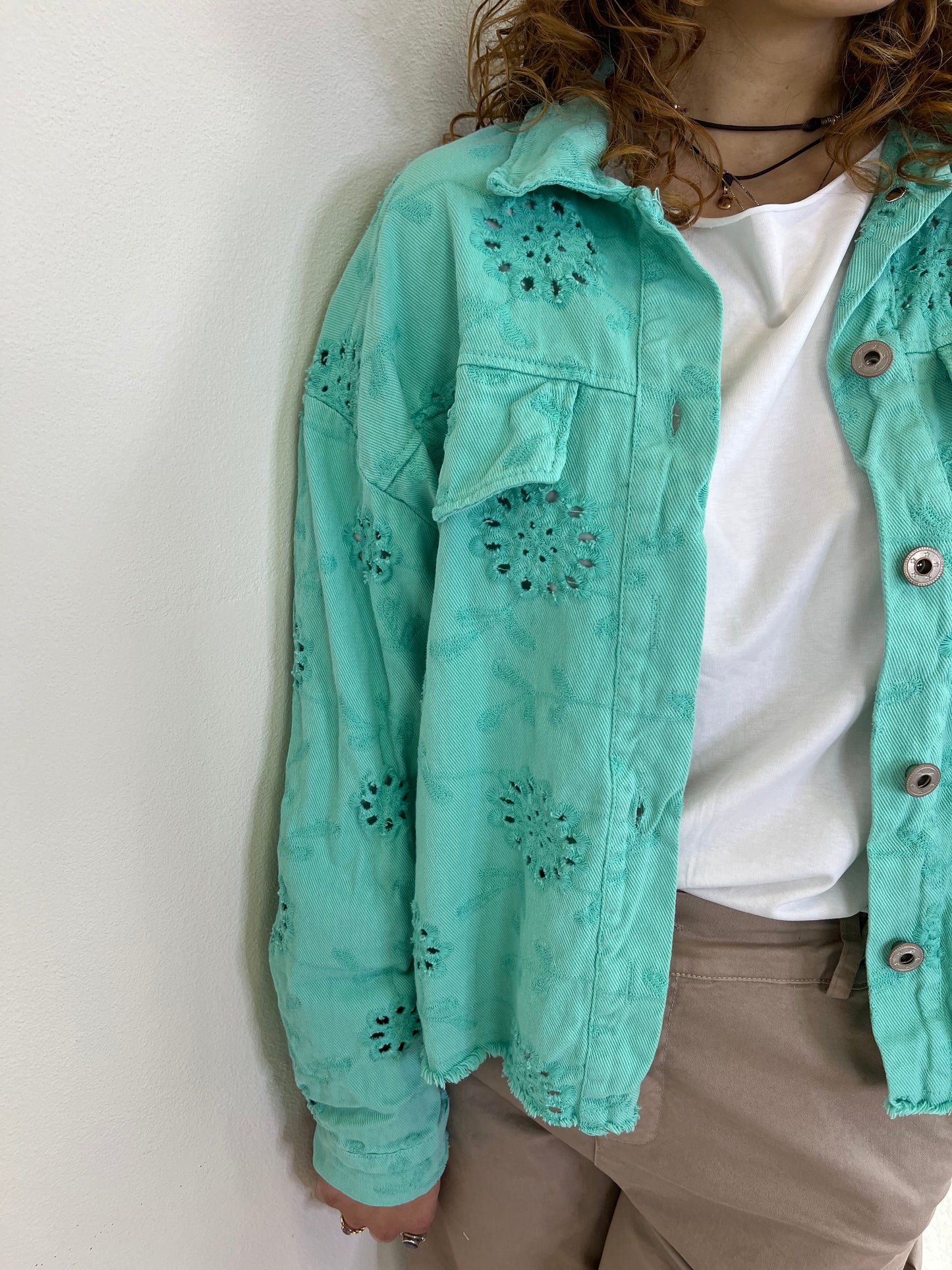 GIUBBINO DENIM SANGALLO TURCHESE