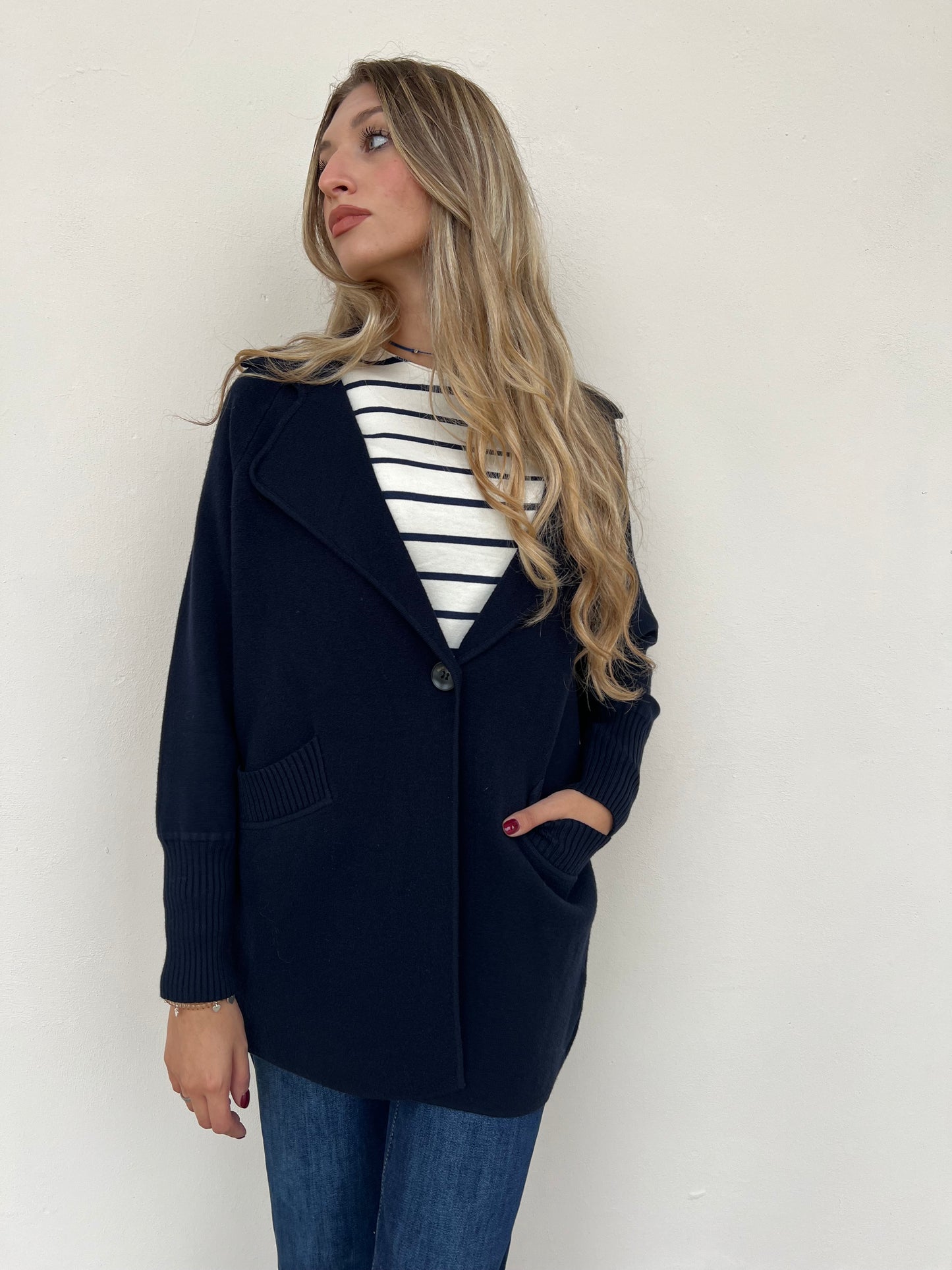 LIZ GIACCA IN MAGLIA. VAR.BLU