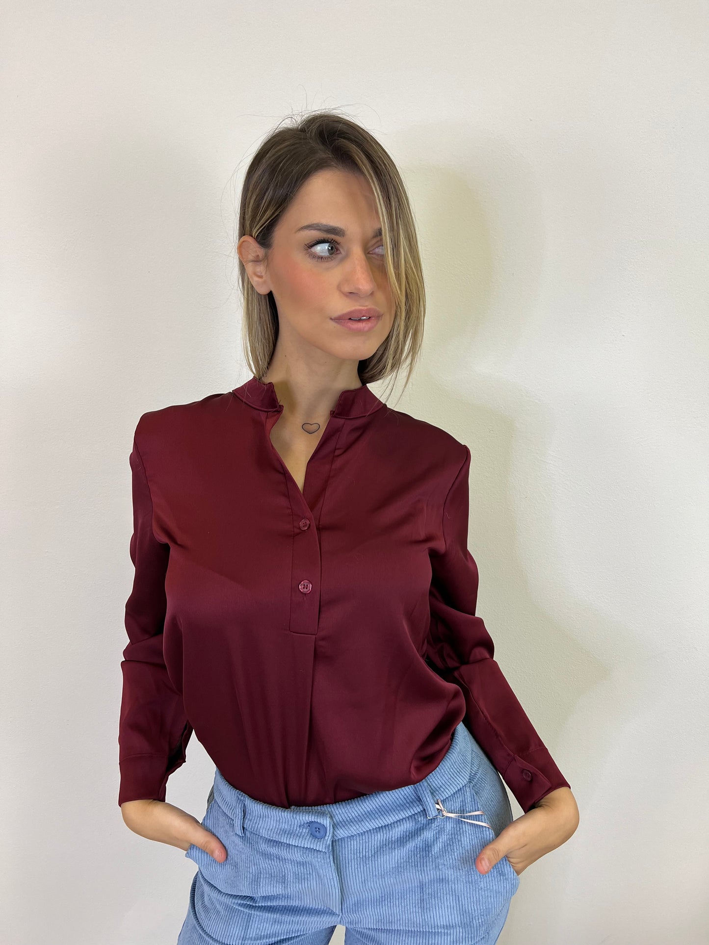 ASTRA CAMICIA RASO BORDEAUX