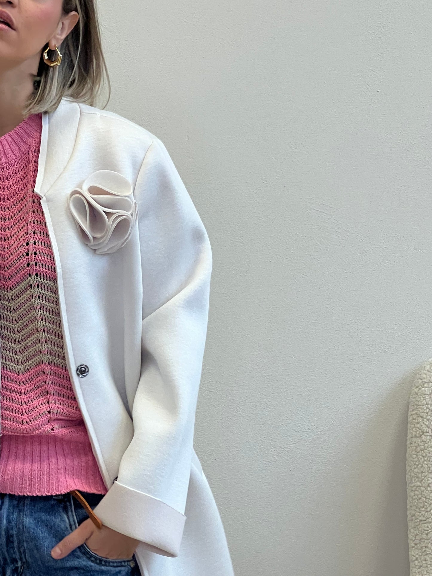 ONDA PULLOVER IN FILO ROSA /BEIGE