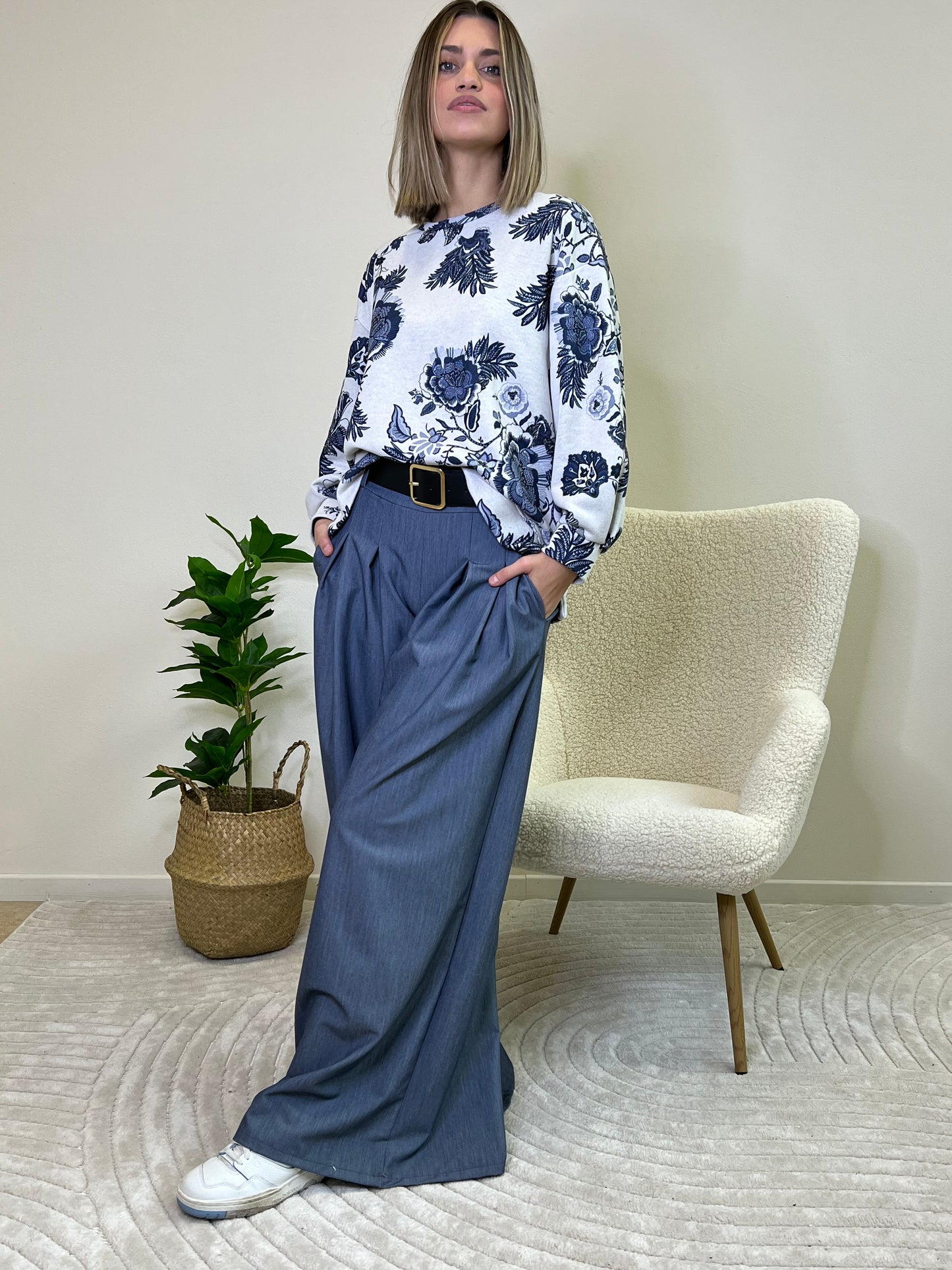 MIRIAM PANTALONE A PALAZZO DENIM