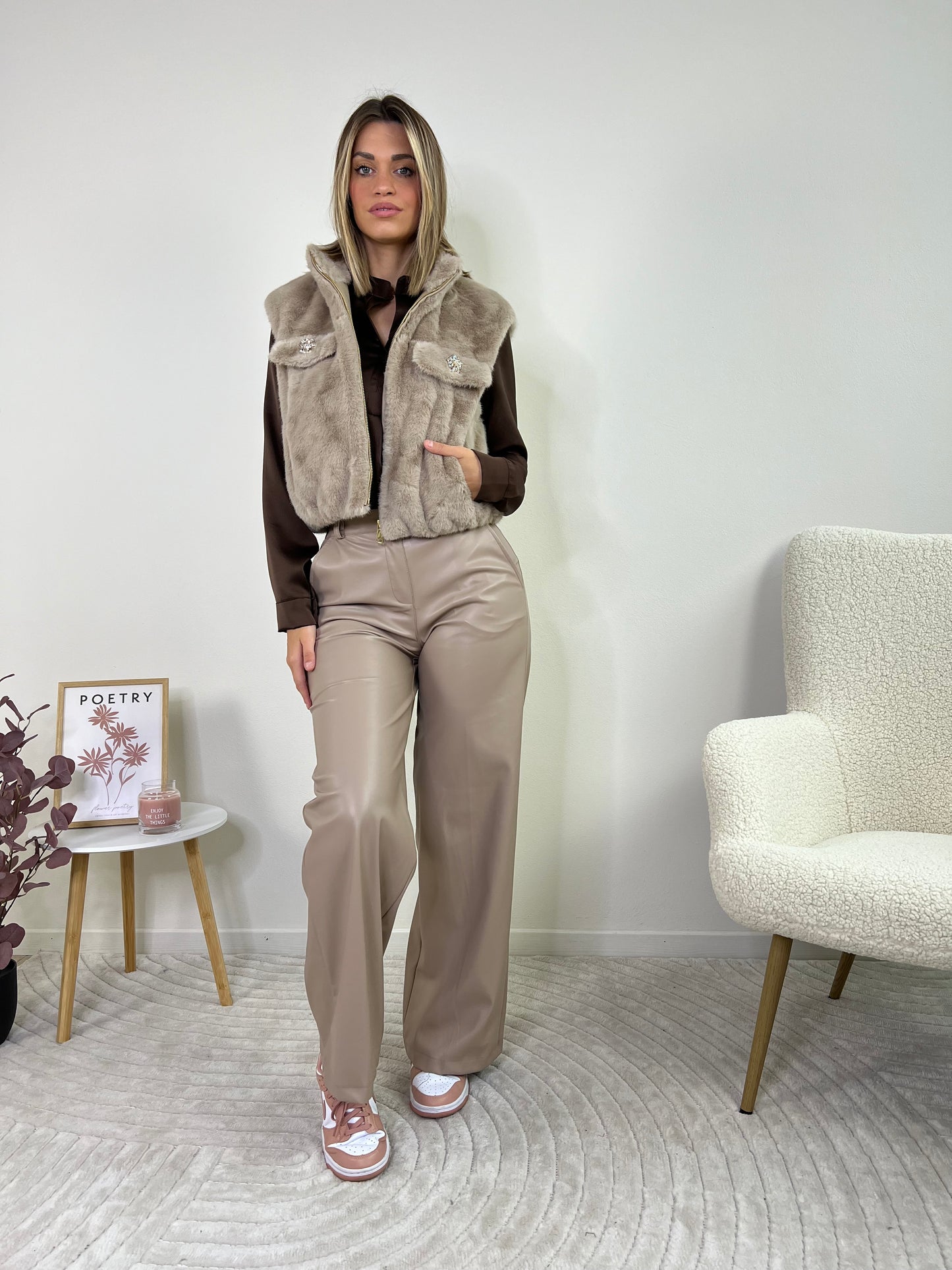 CRUZ PANTALONE ECO PELLE TG.L NUDE